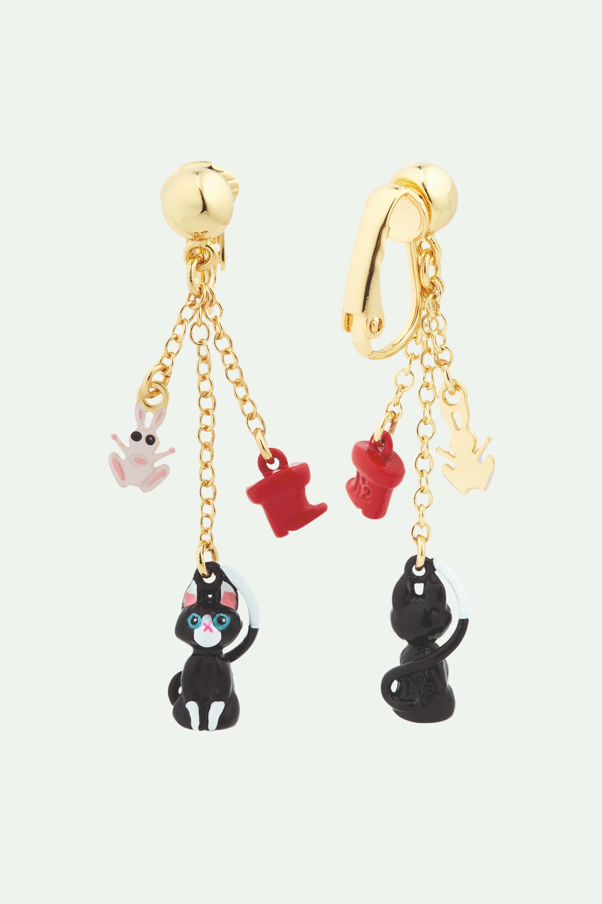Boucles d'oreilles tiges pendantes chat charmant et bottes rouges - Image 4