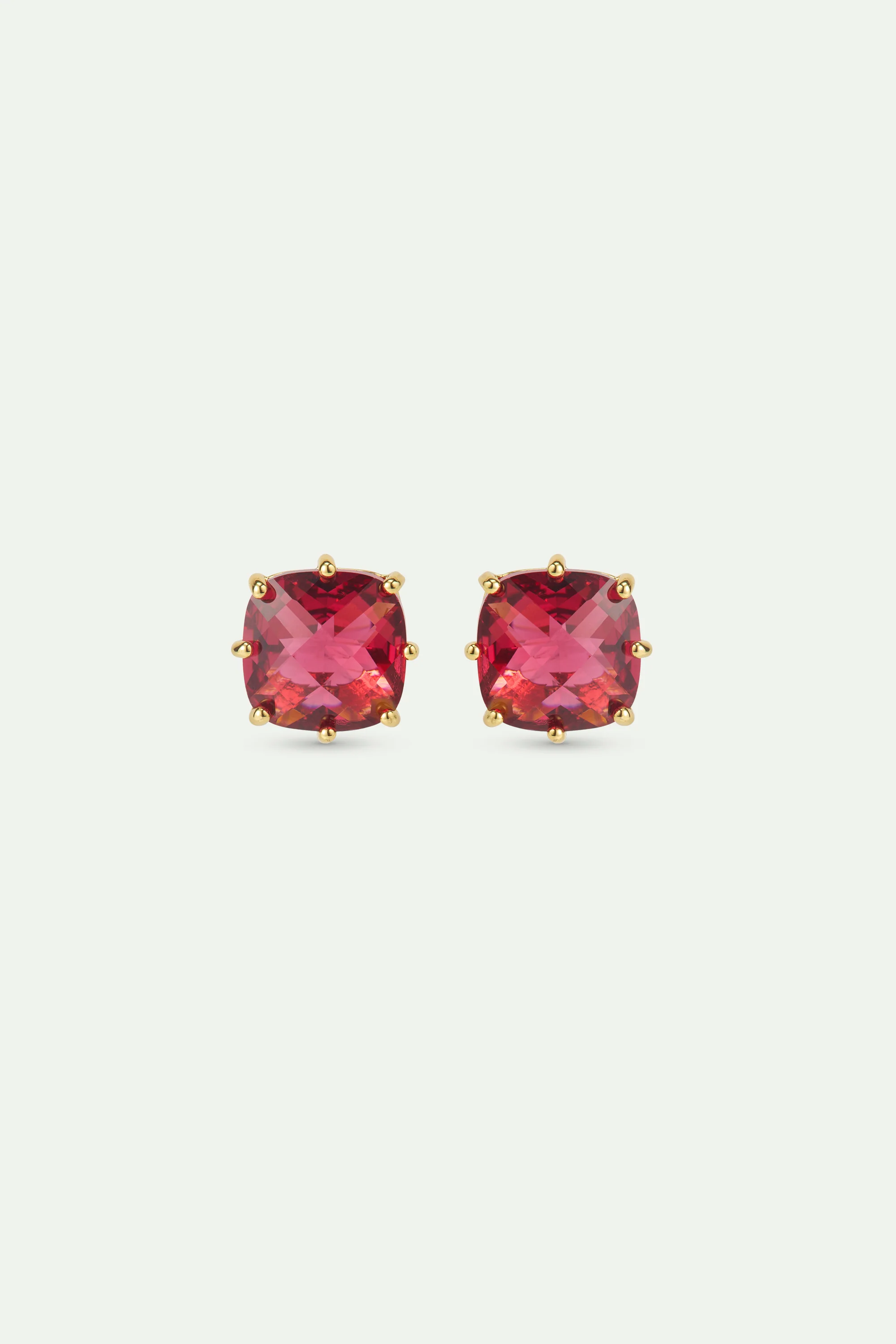 Boucles d'oreilles tiges pierre carrée La Diamantine Rosa Centifolia