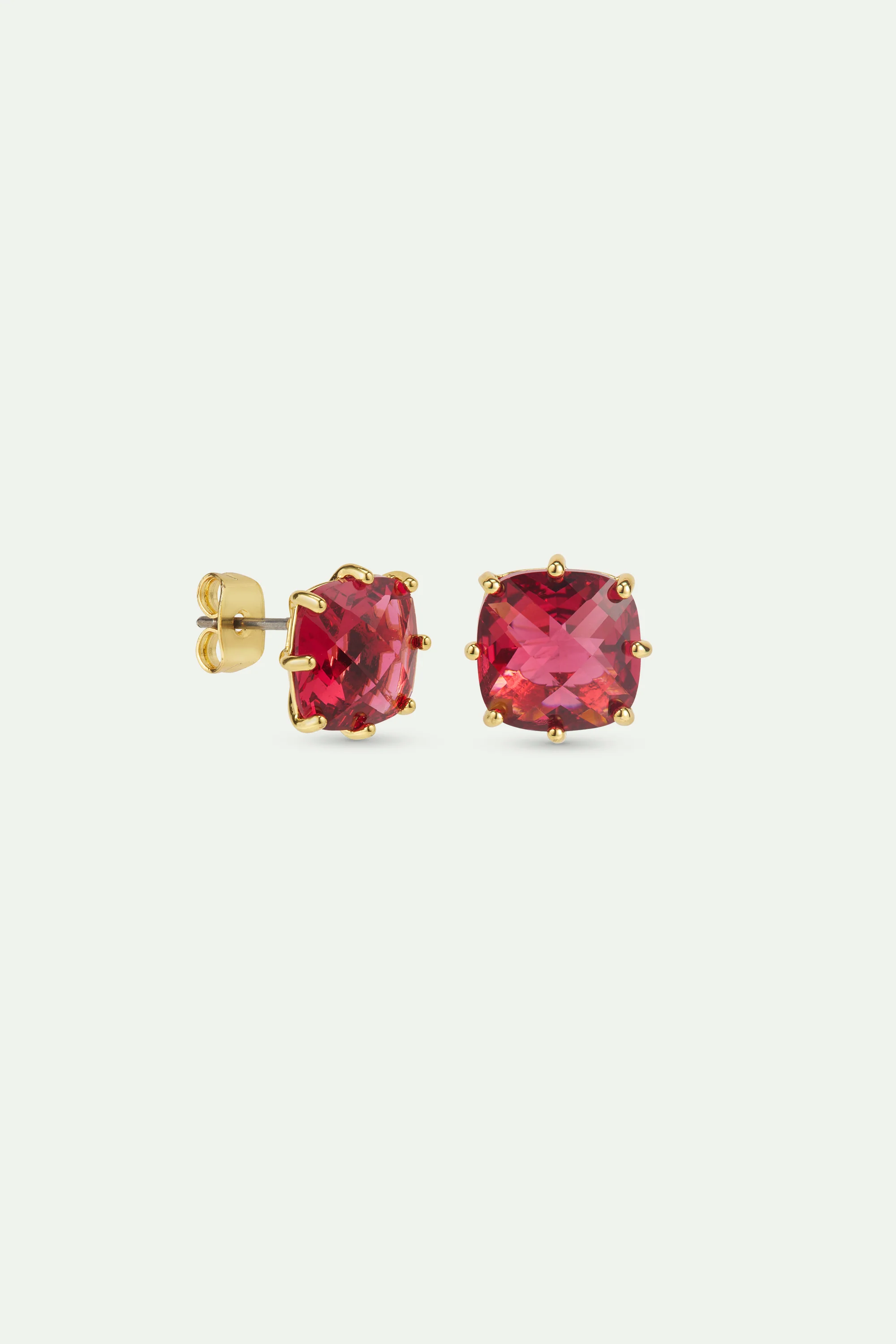 Boucles d'oreilles tiges pierre carrée La Diamantine Rosa Centifolia - Image 3