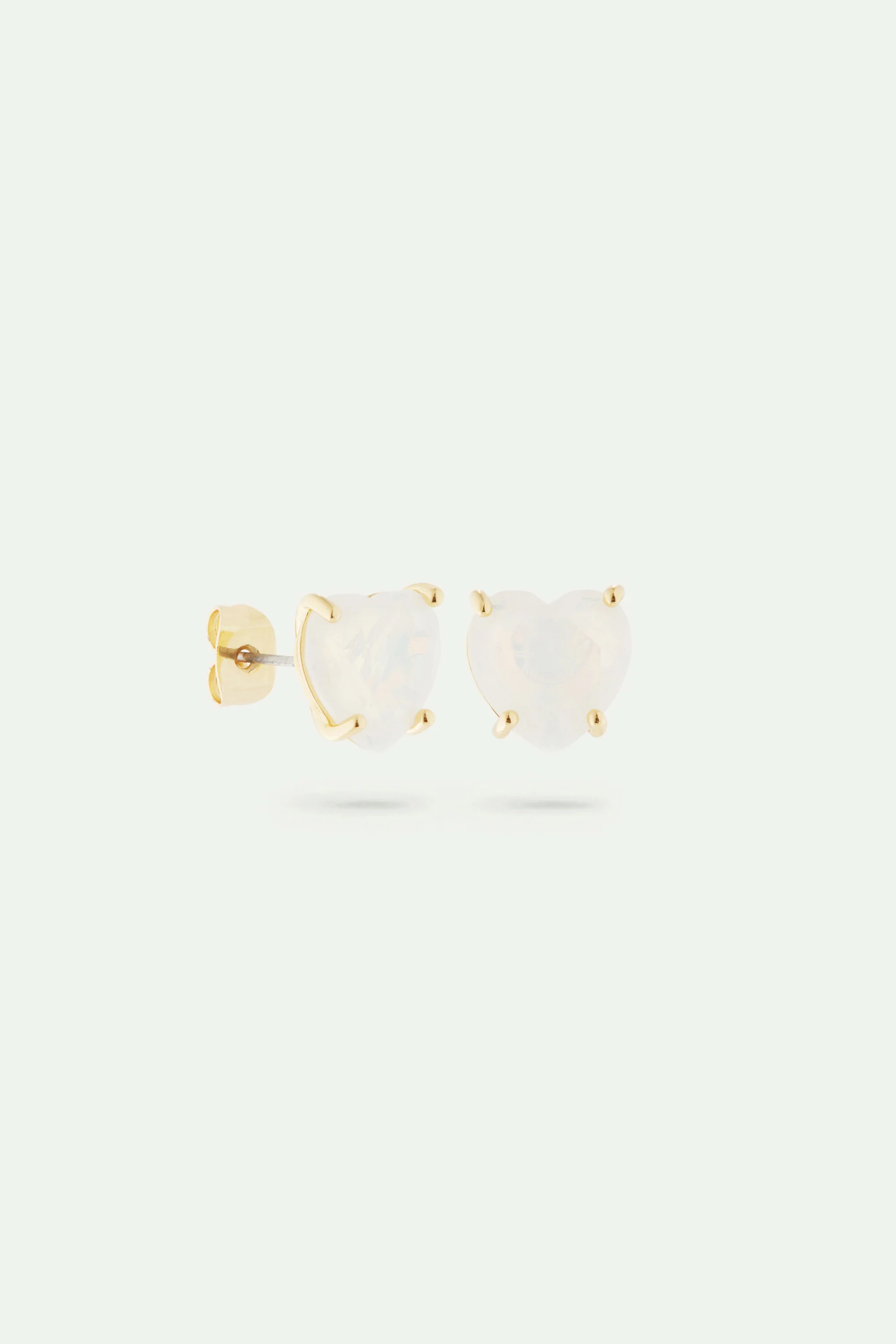 Boucles d'oreilles tiges pierre cœur La Diamantine blanc opalescent - Image 2