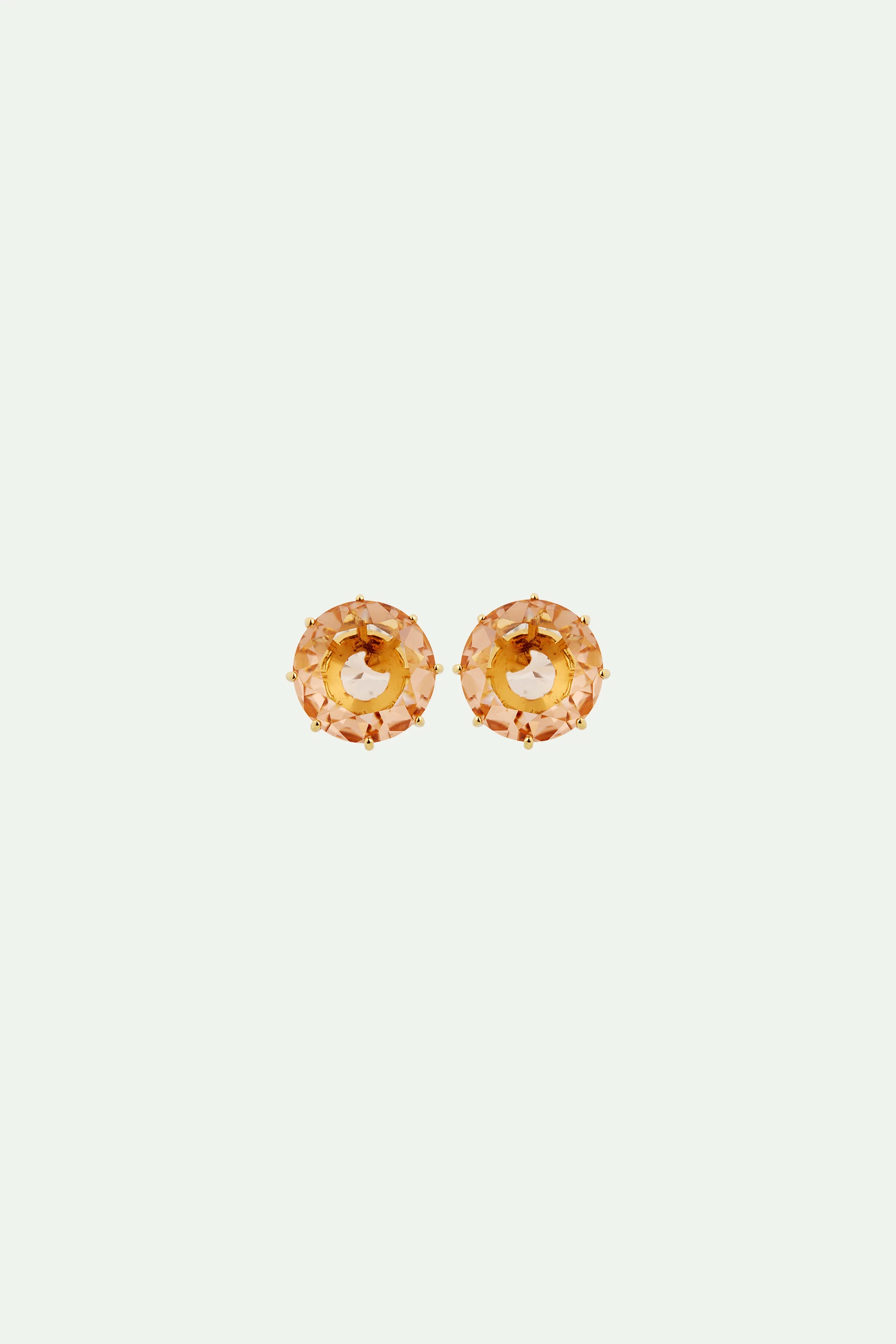 Boucles d'oreilles tiges pierre ronde la diamantine rose abricot
