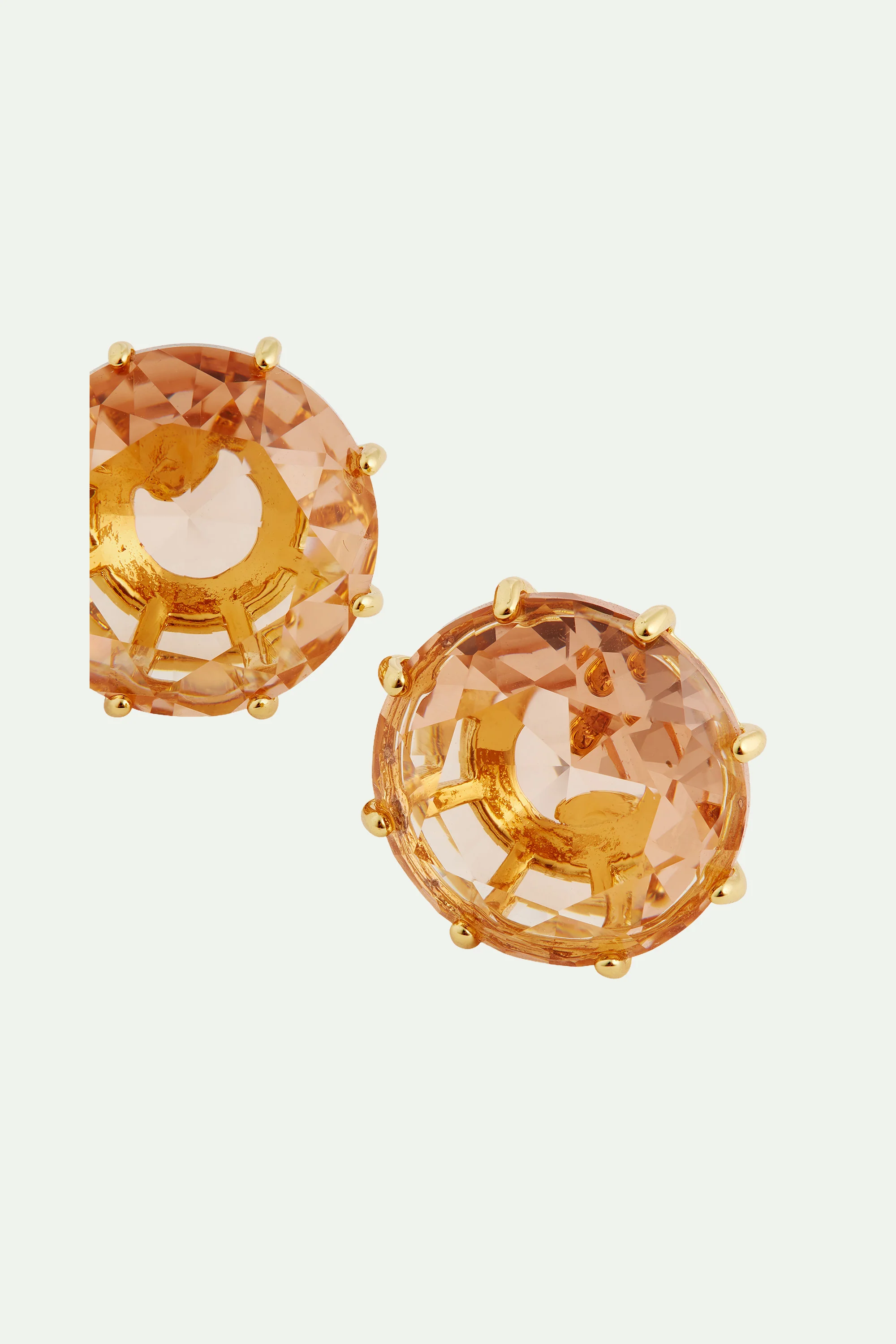 Boucles d'oreilles tiges pierre ronde la diamantine rose abricot - Image 4