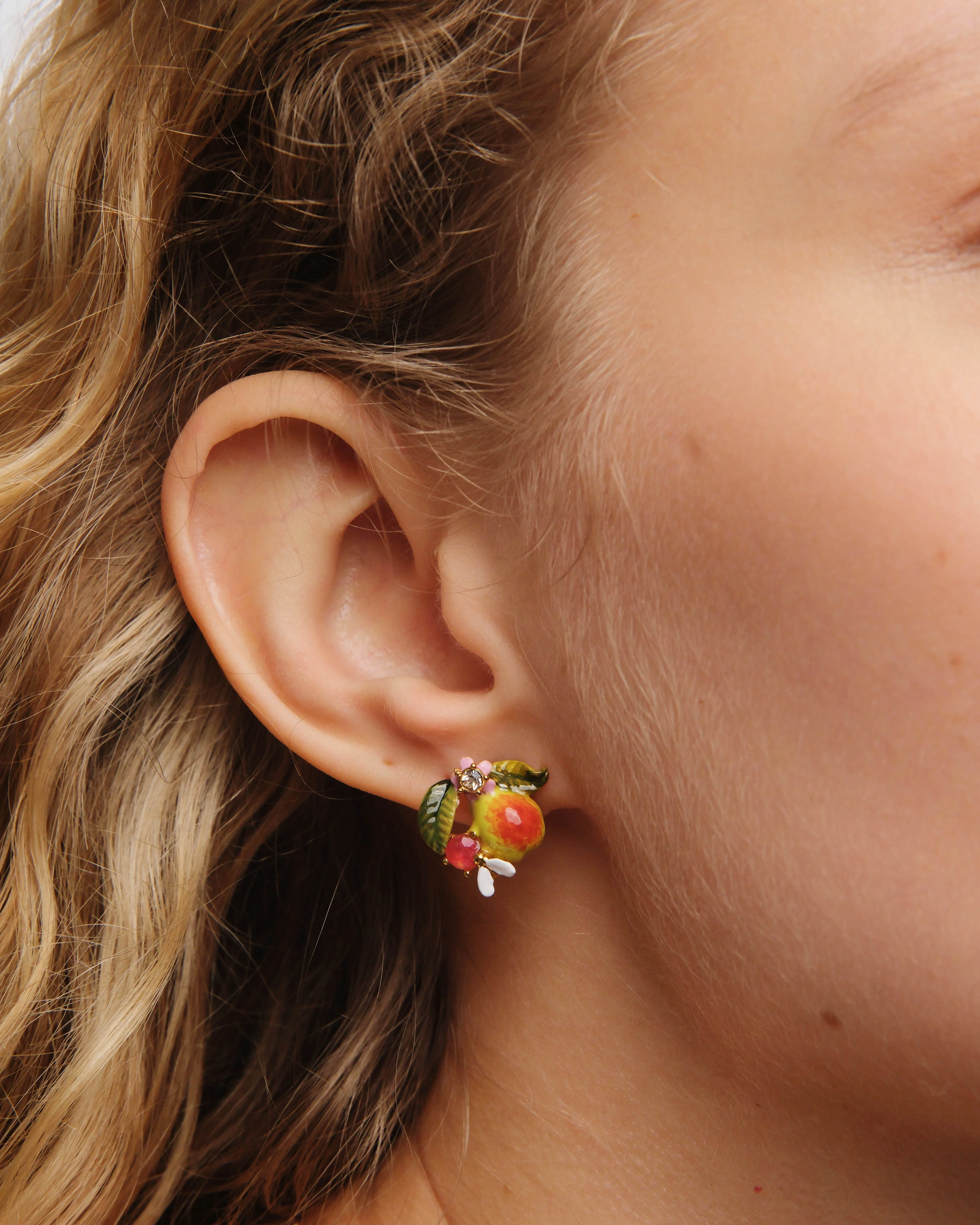 Boucles d'oreilles tiges poire et verre facetté - Image 2