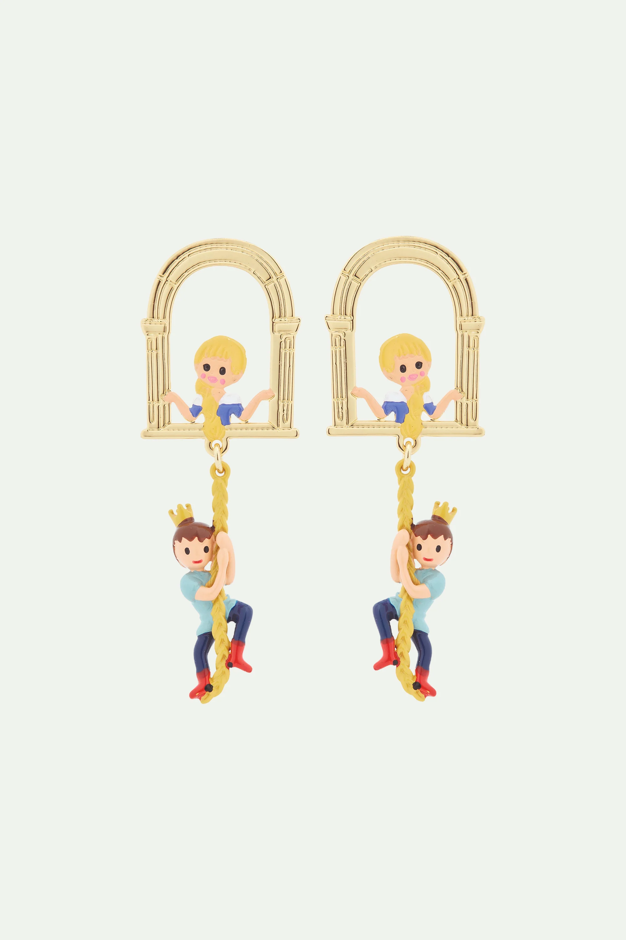 Boucles d'oreilles tiges princesse chevelure enchantée et prince