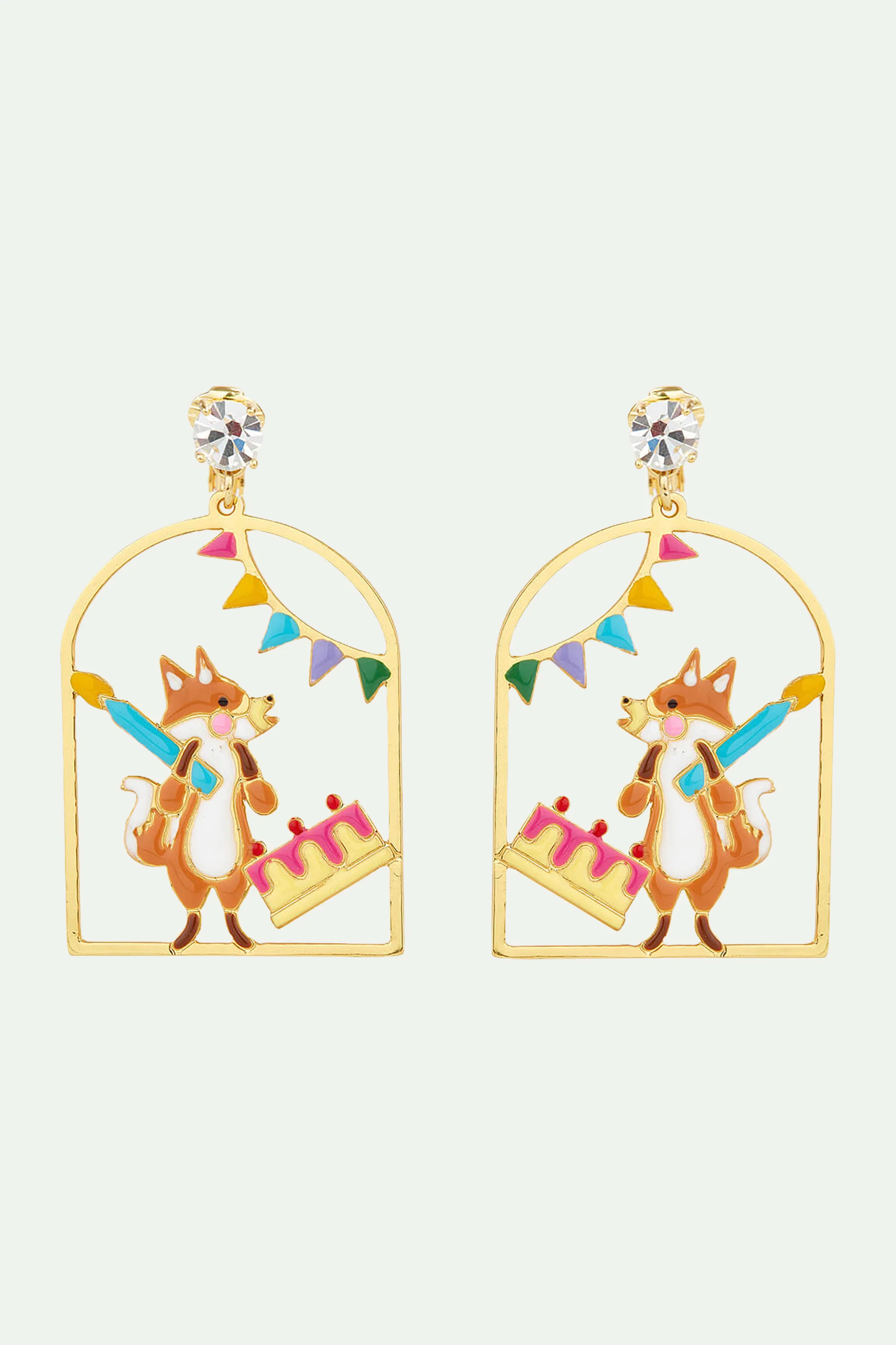 Boucles d'Oreilles Tiges Renard et Gâteau d'Anniversaire