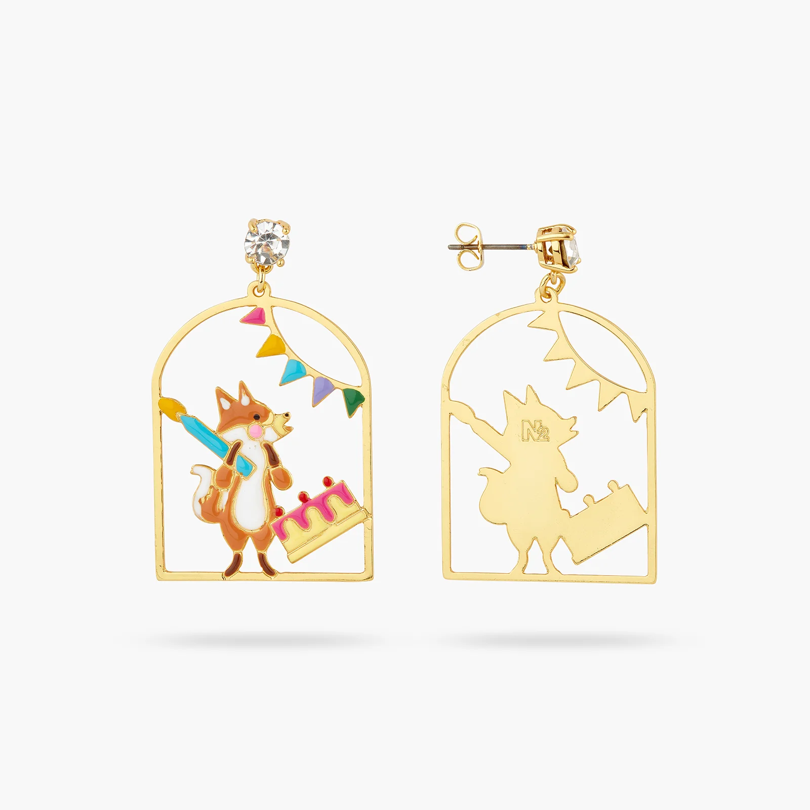 Boucles d'Oreilles Tiges Renard et Gâteau d'Anniversaire - Image 2