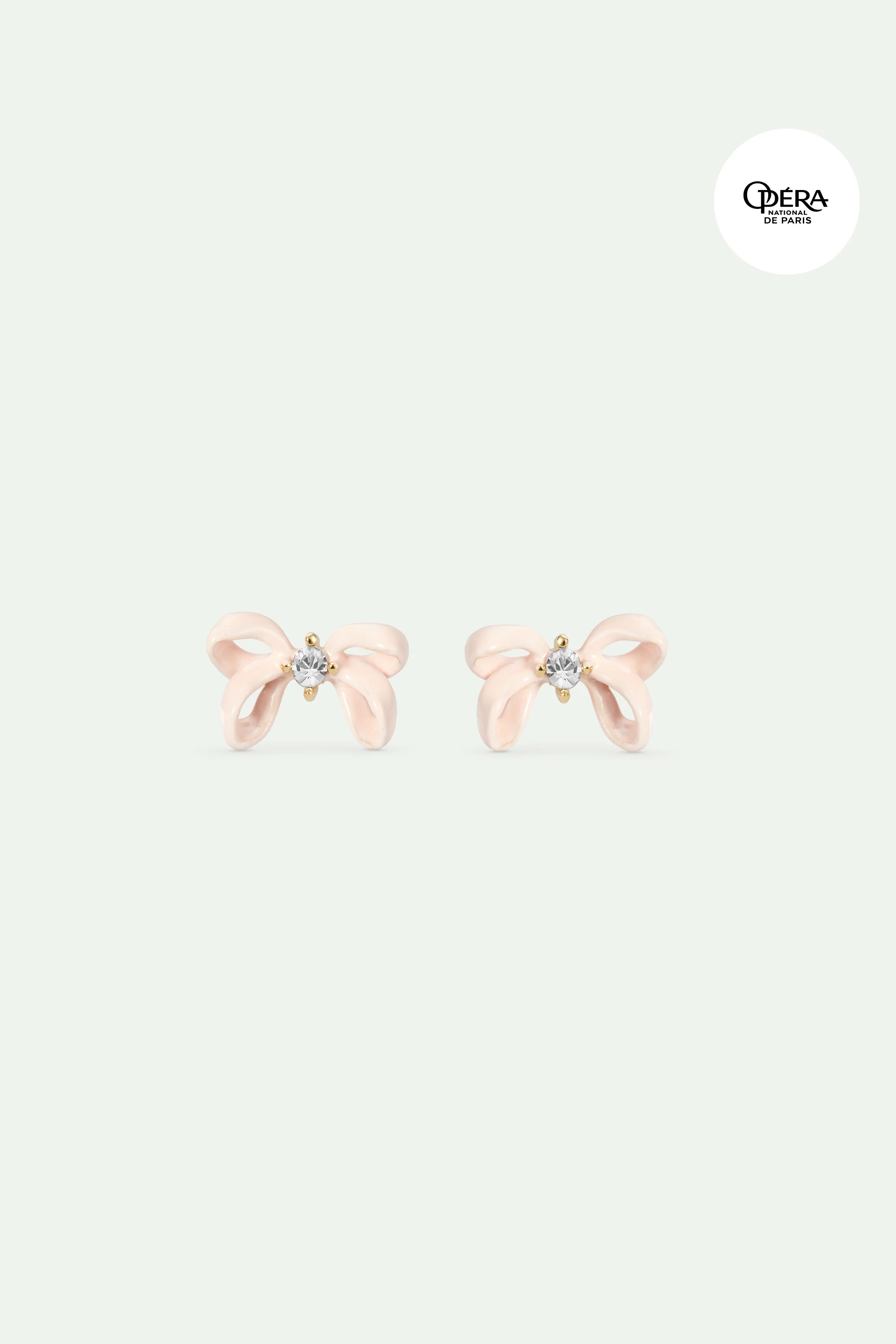 Boucles d'oreilles tiges ruban rose et cristal facetté