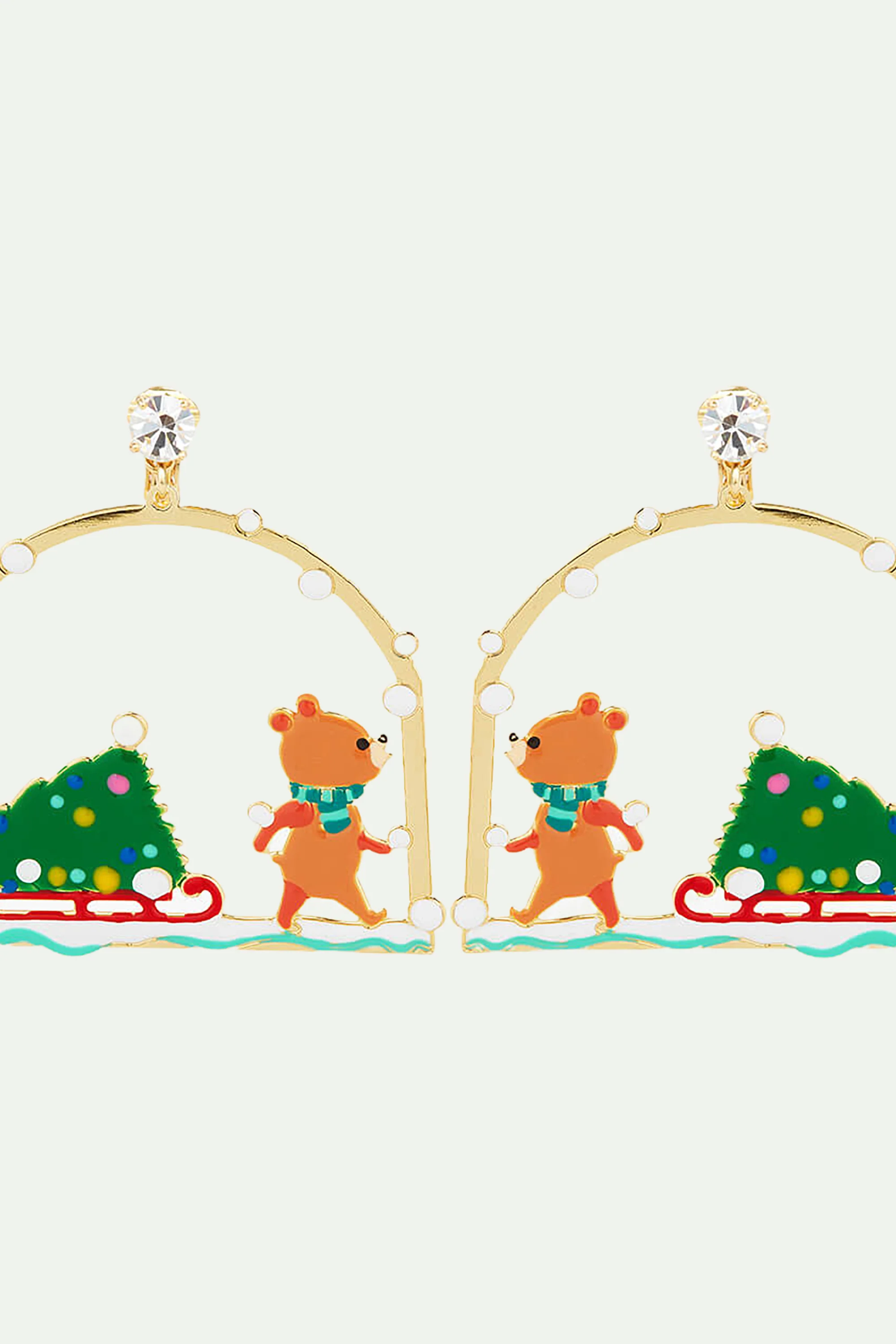 Boucles d'Oreilles Tiges Sapin de Noël et Ourson - Image 4