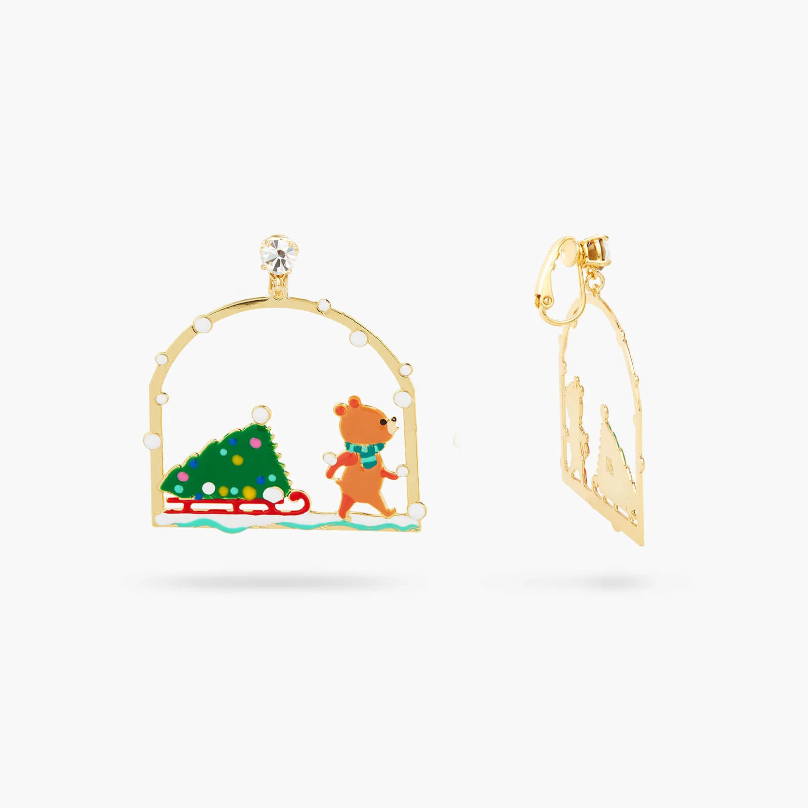 Boucles d'Oreilles Tiges Sapin de Noël et Ourson - Image 5