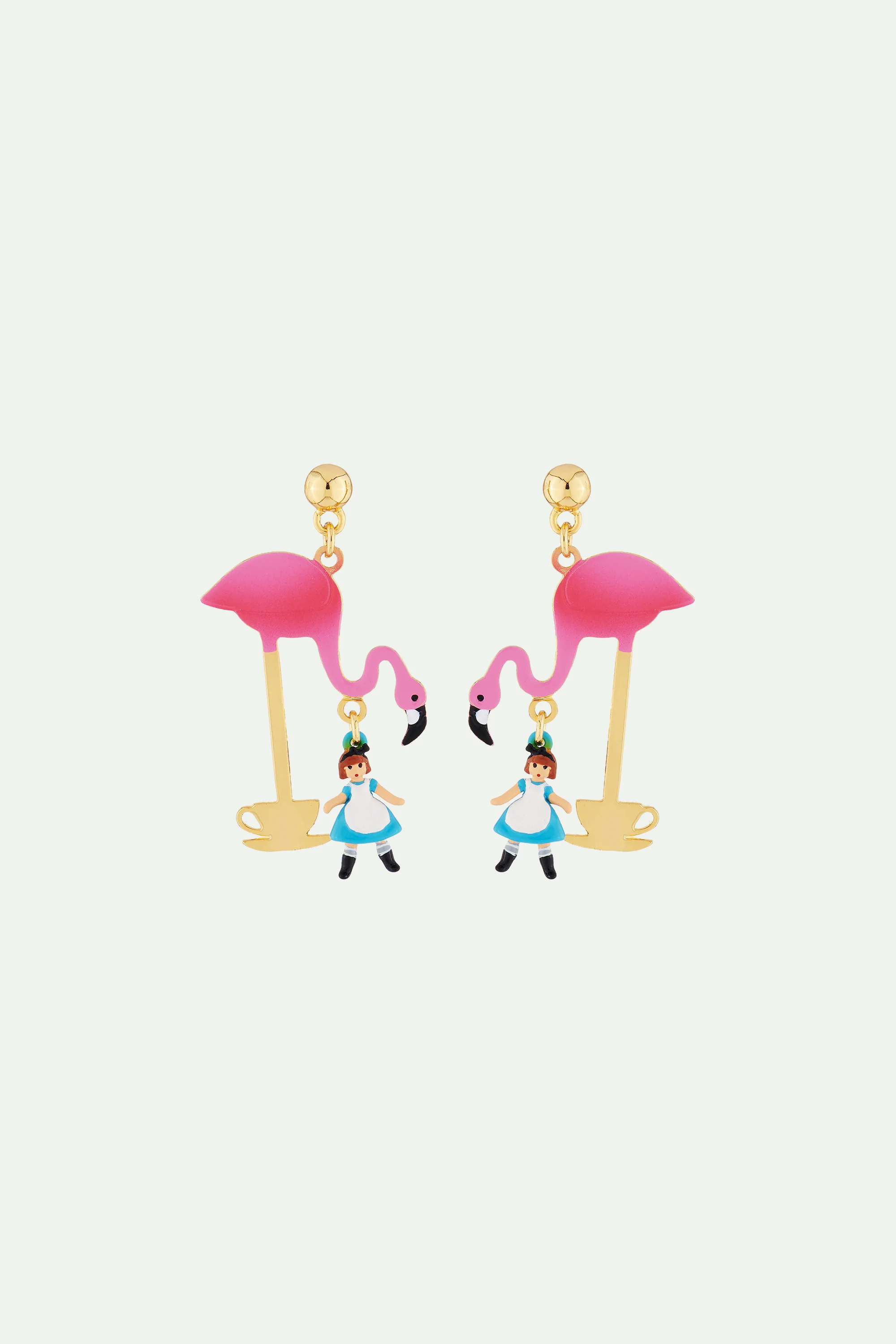 Boucles d'oreilles tiges teatime alice et flamant rose