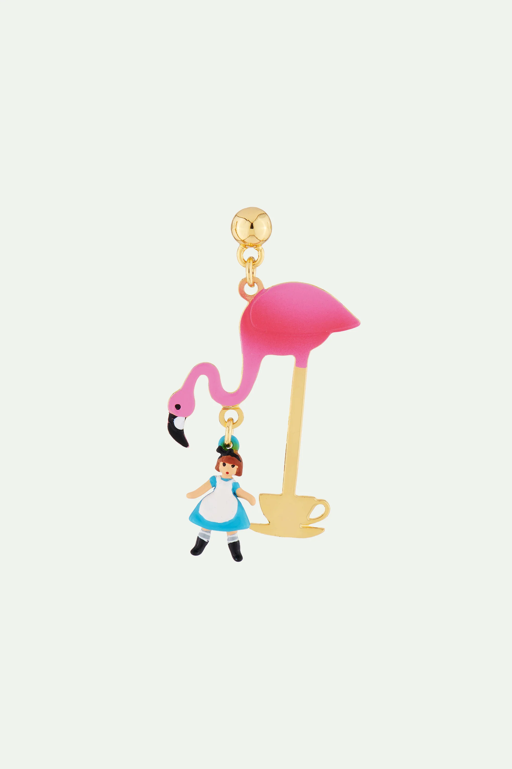Boucles d'oreilles tiges teatime alice et flamant rose - Image 3
