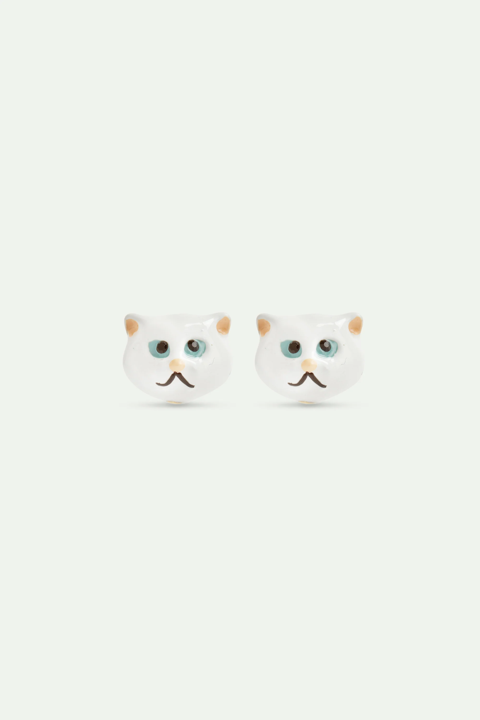 Boucles d'oreilles tiges tête de chat blanc