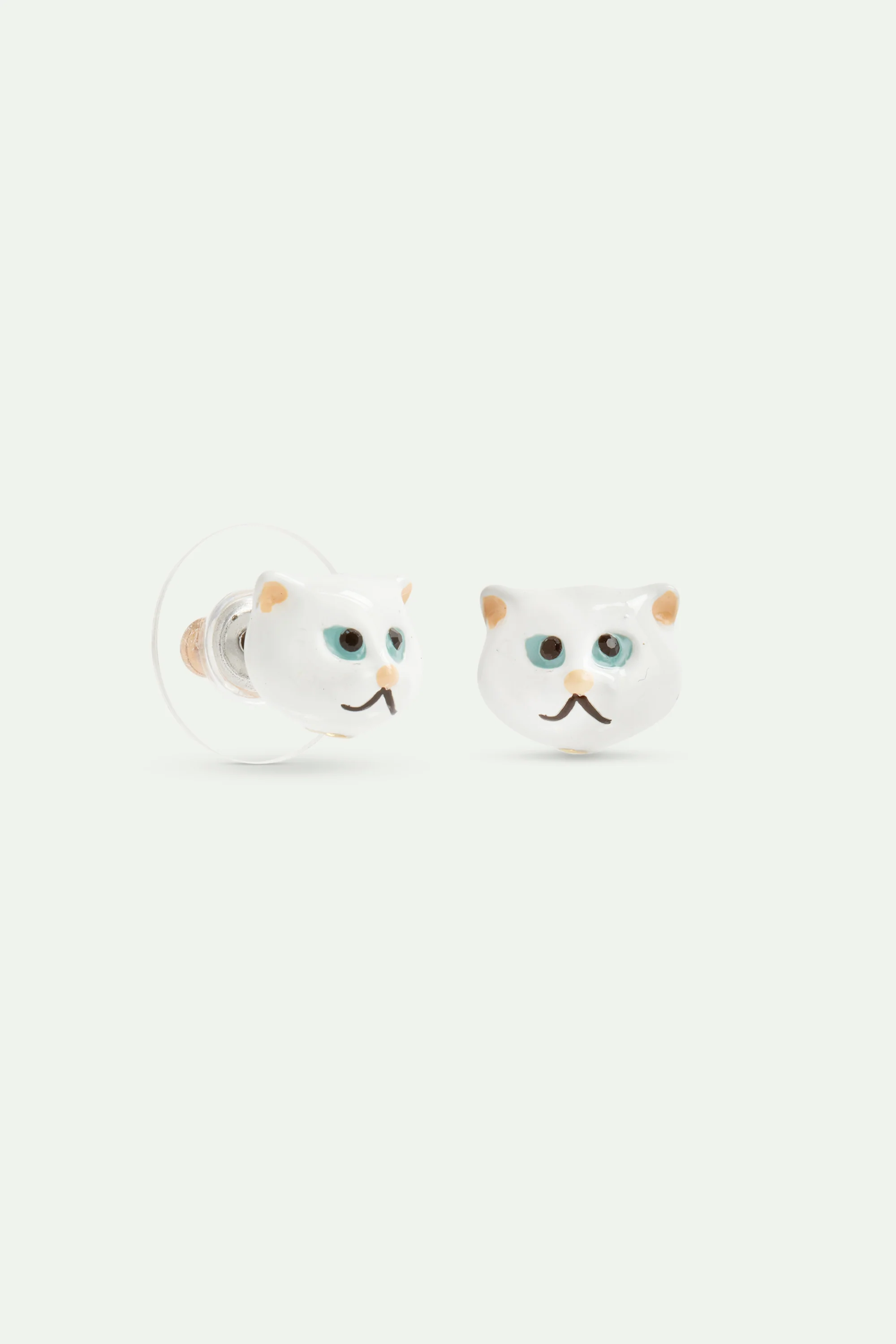 Boucles d'oreilles tiges tête de chat blanc - Image 3