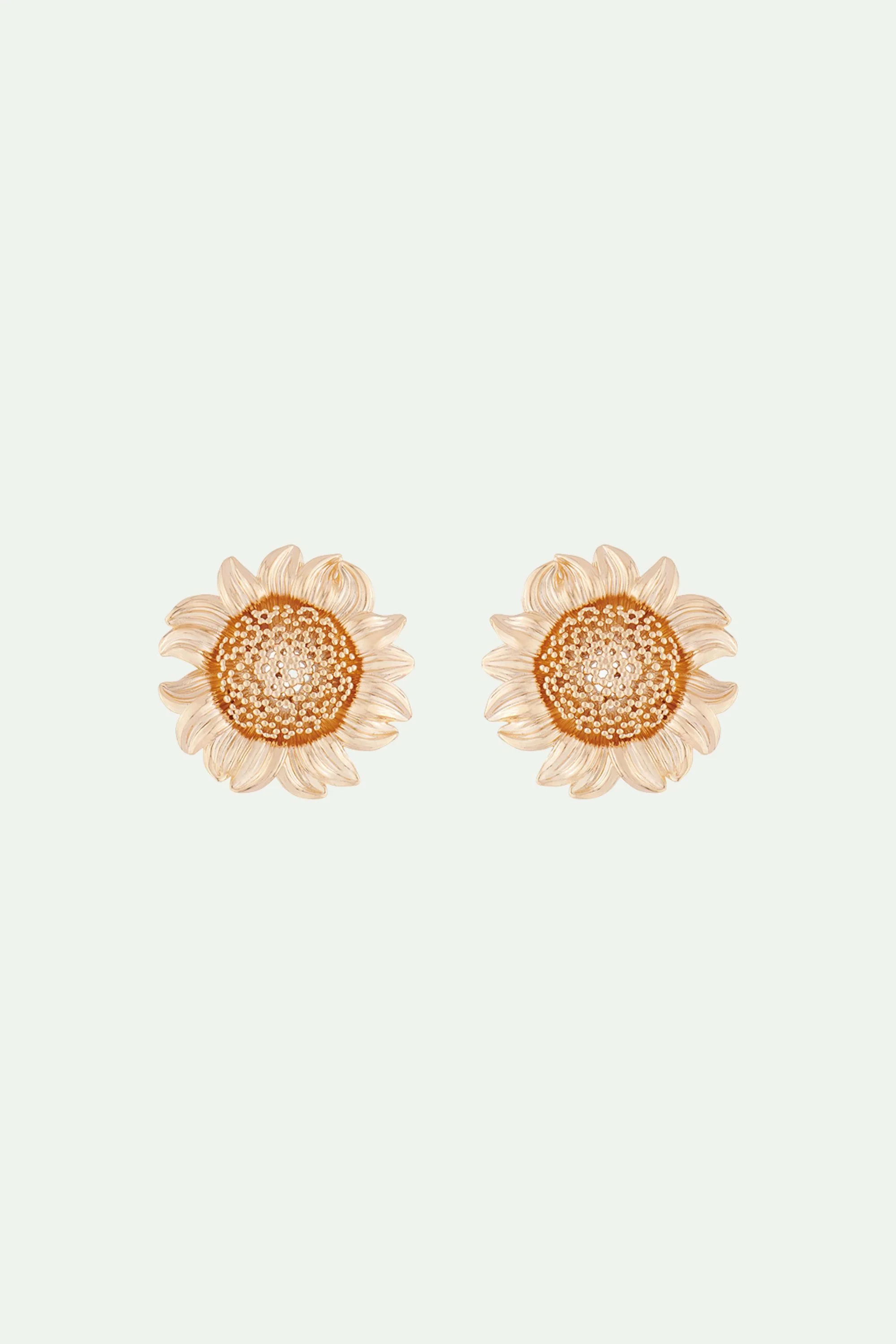 Boucles d'oreilles tournesol au cœur ajouré