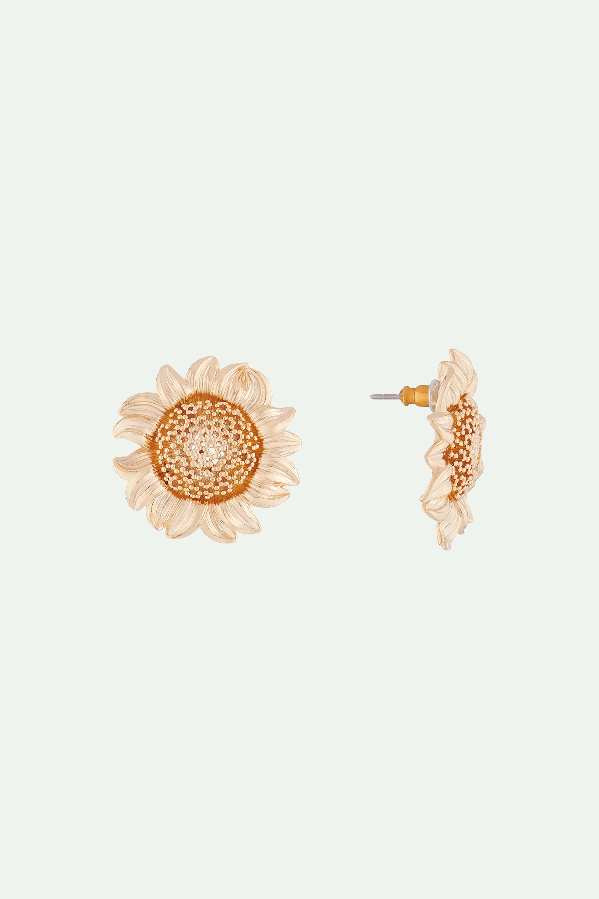 Boucles d'oreilles tournesol au cœur ajouré - Image 2