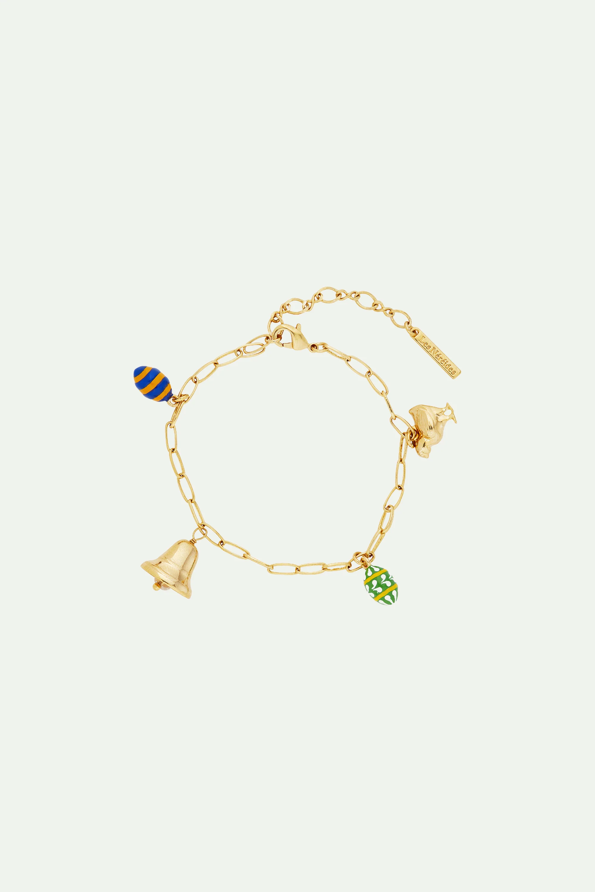Bracelet charms cloche et œufs de Pâques