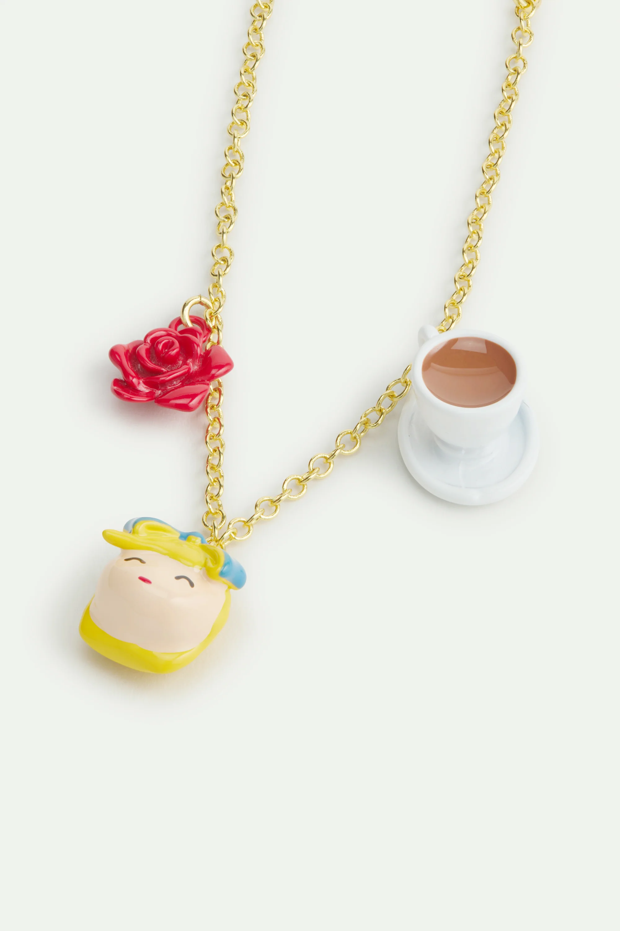 Bracelet fin Alice au pays des Merveilles, rose et tasse - Image 2