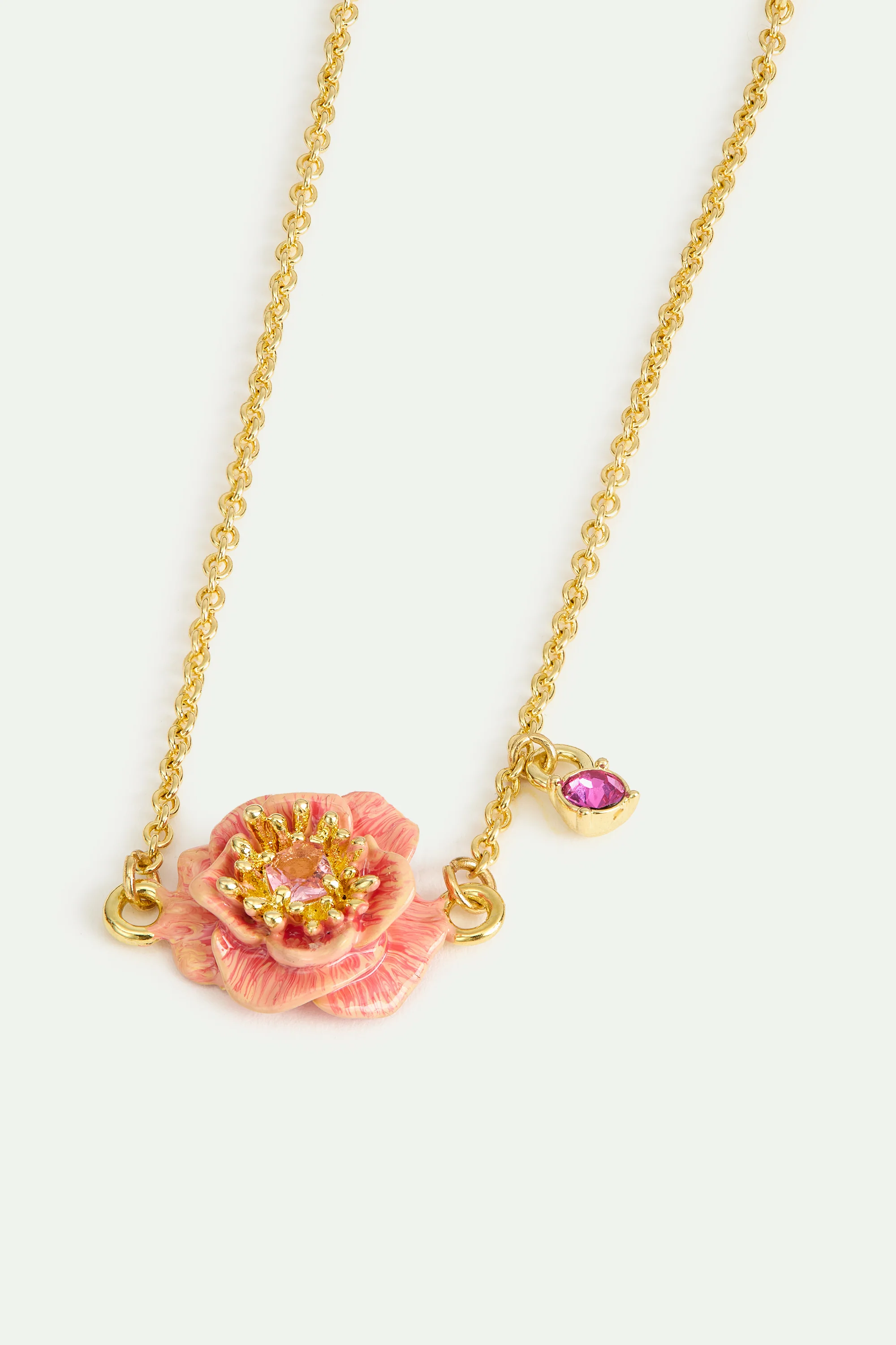 Bracelet fin anémone rose et cristal - Image 3
