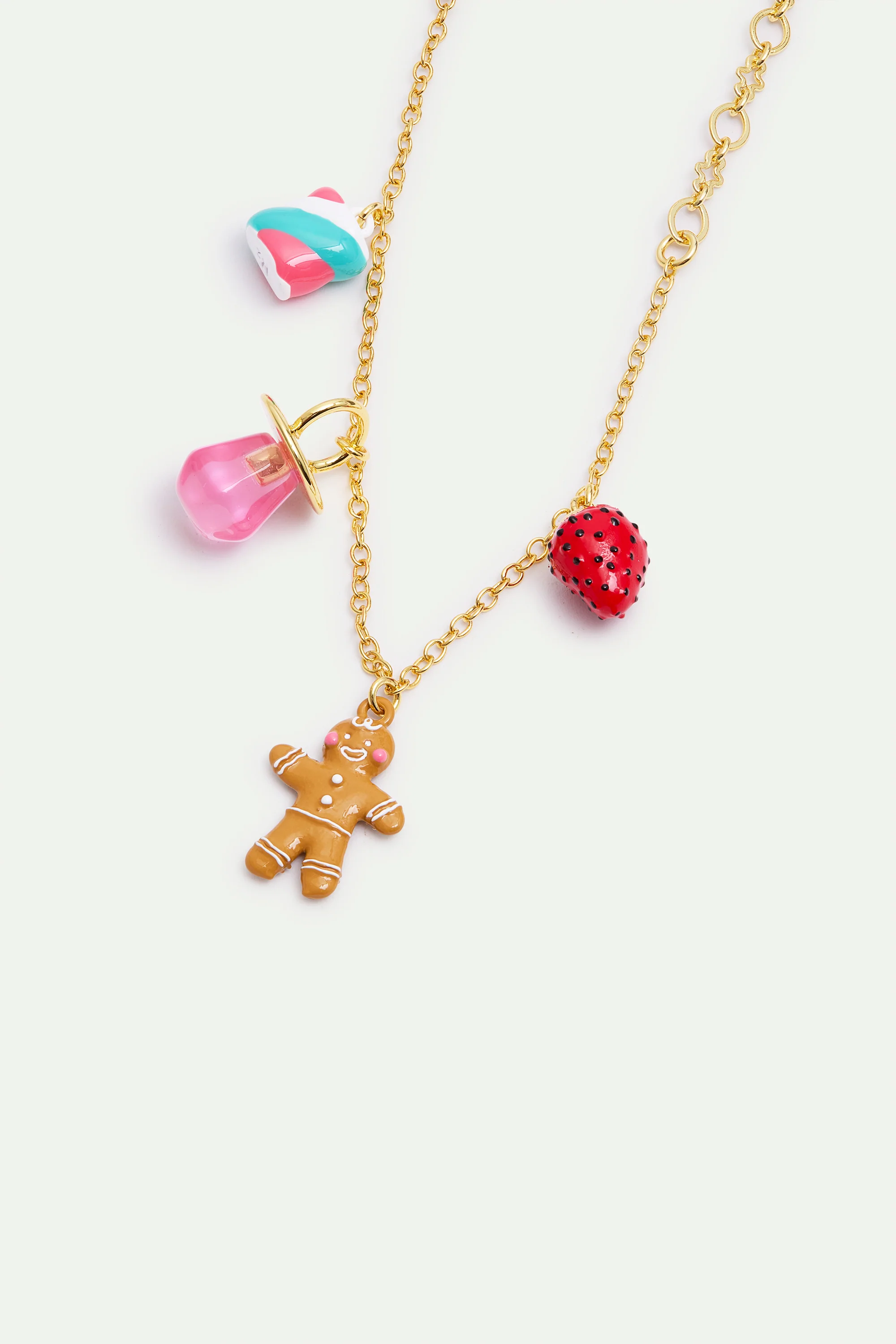 Bracelet fin bonhomme en pain d'épices, fraise, sucette et guimauve - Image 3
