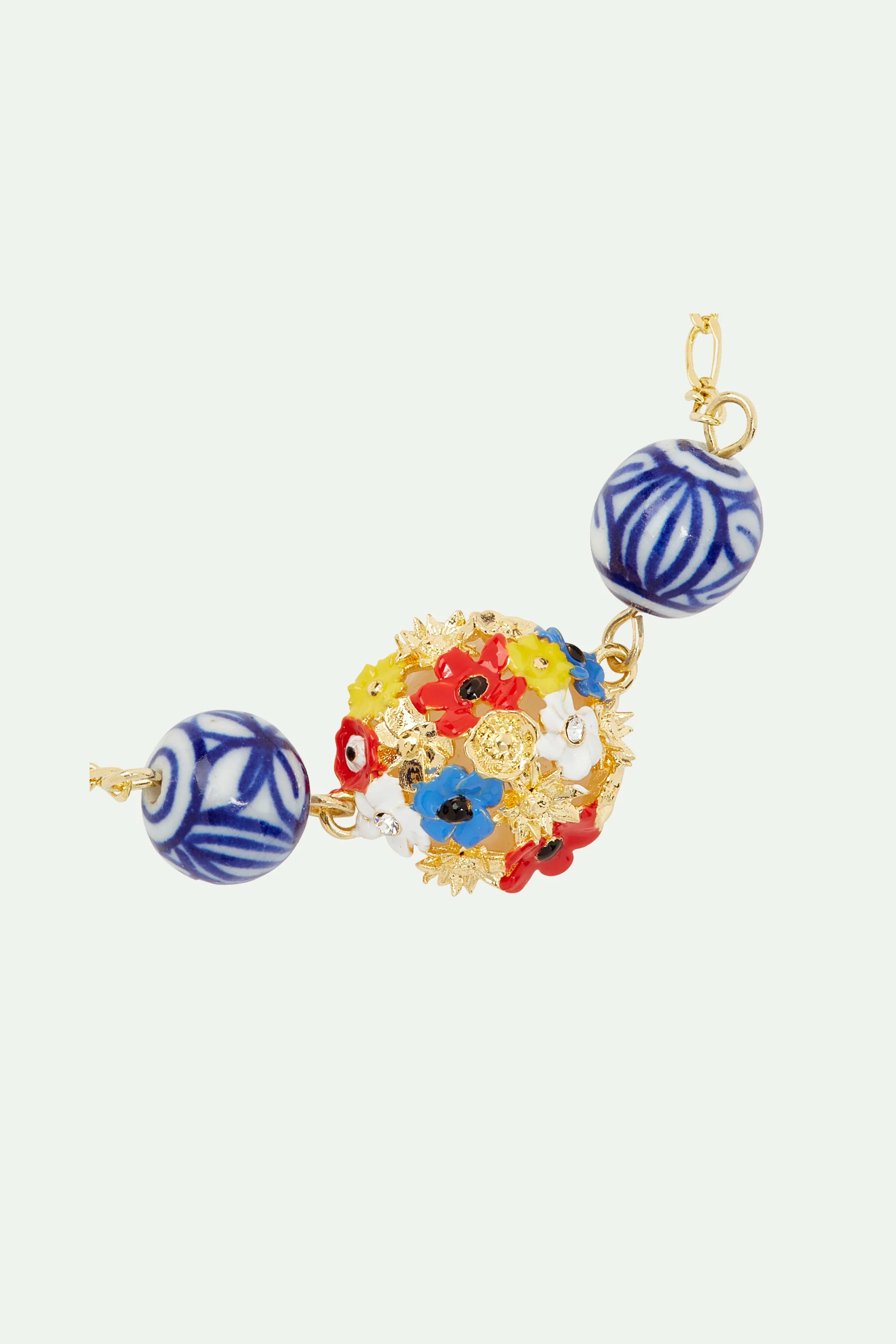 Bracelet fin bouquet de fleurs et perle en céramique - Image 3