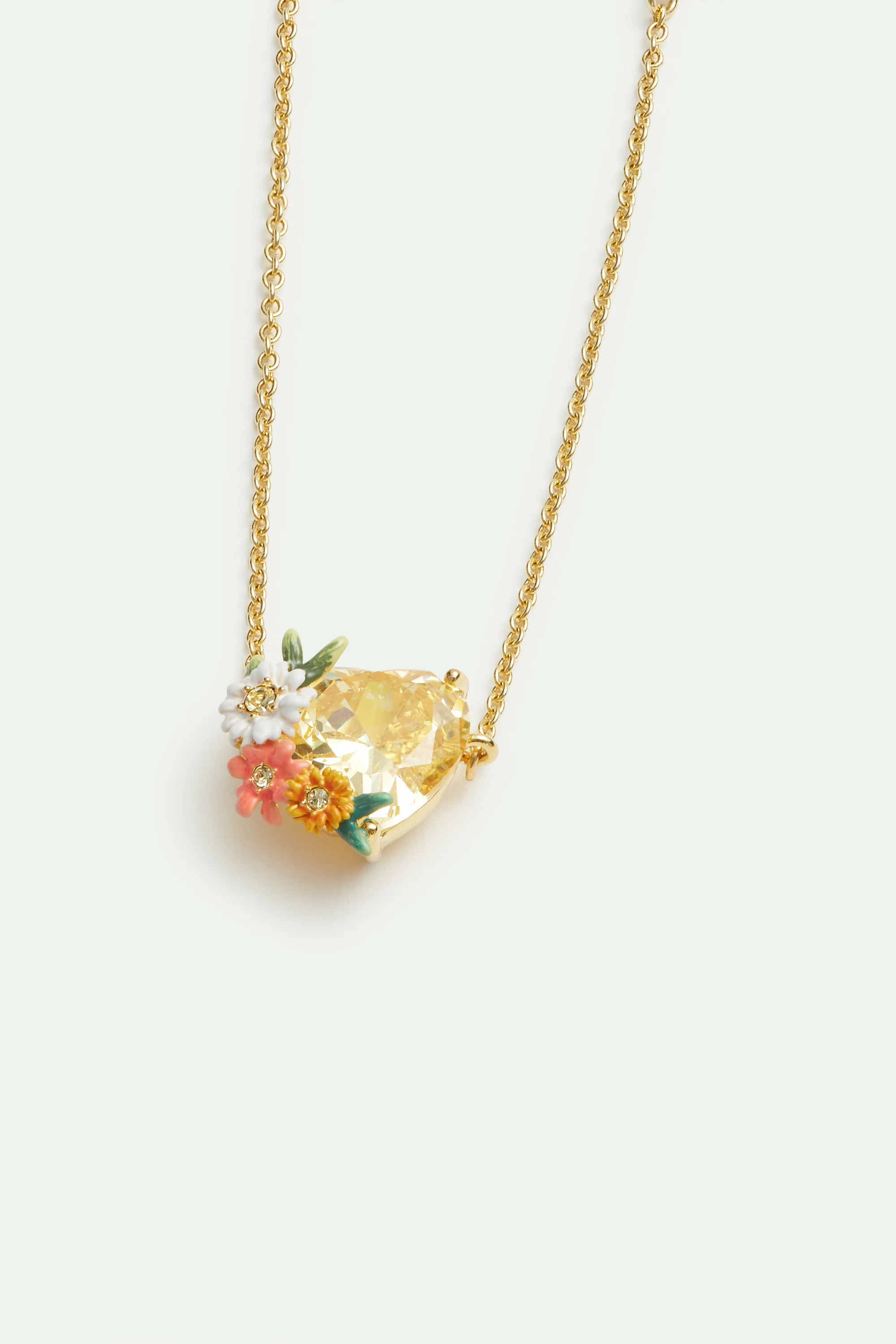 Bracelet fin cœur jaune, fleurs zinnias et pâquerettes - Image 2