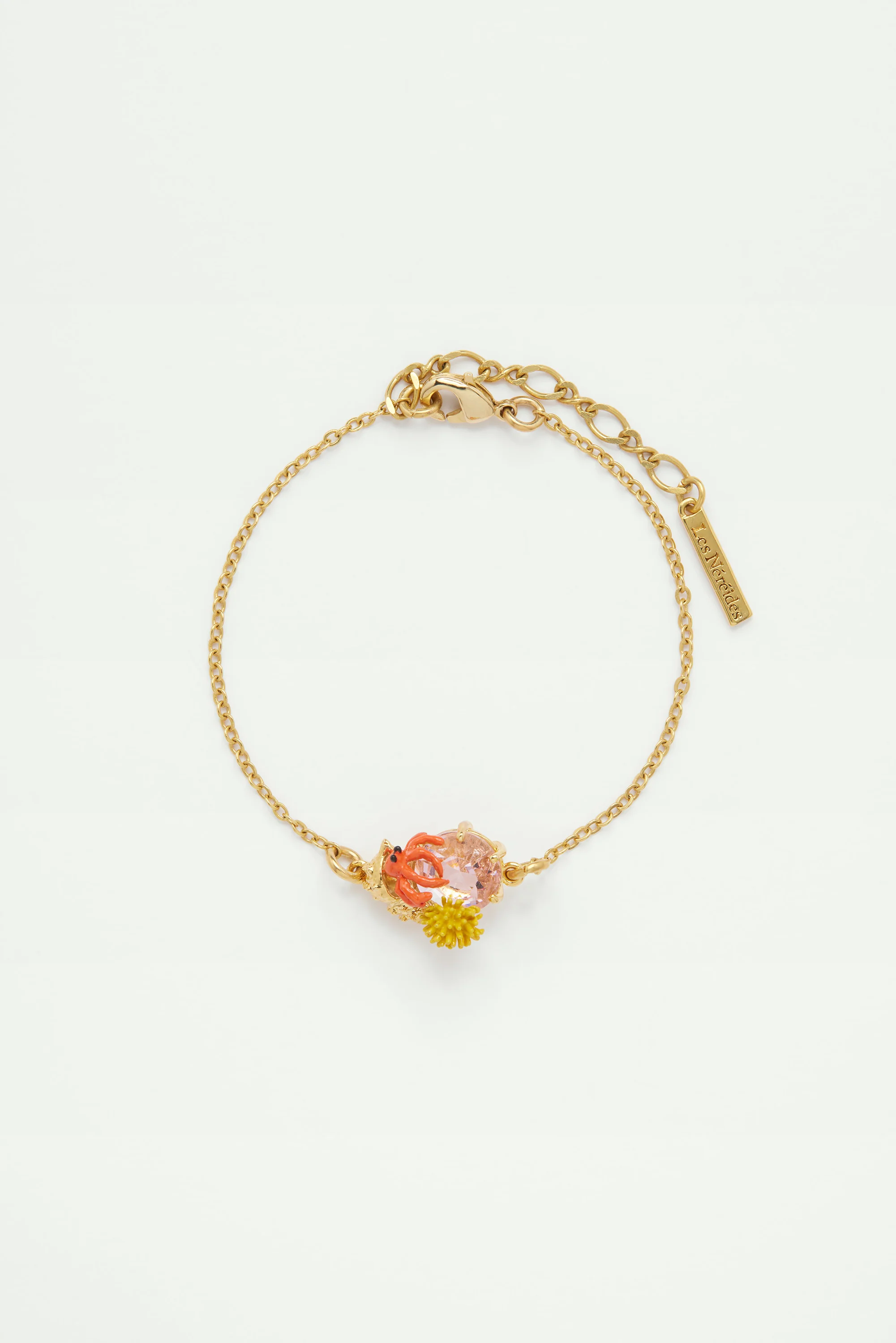 Bracelet fin coquillage, coraux , et pierres en verre taillé