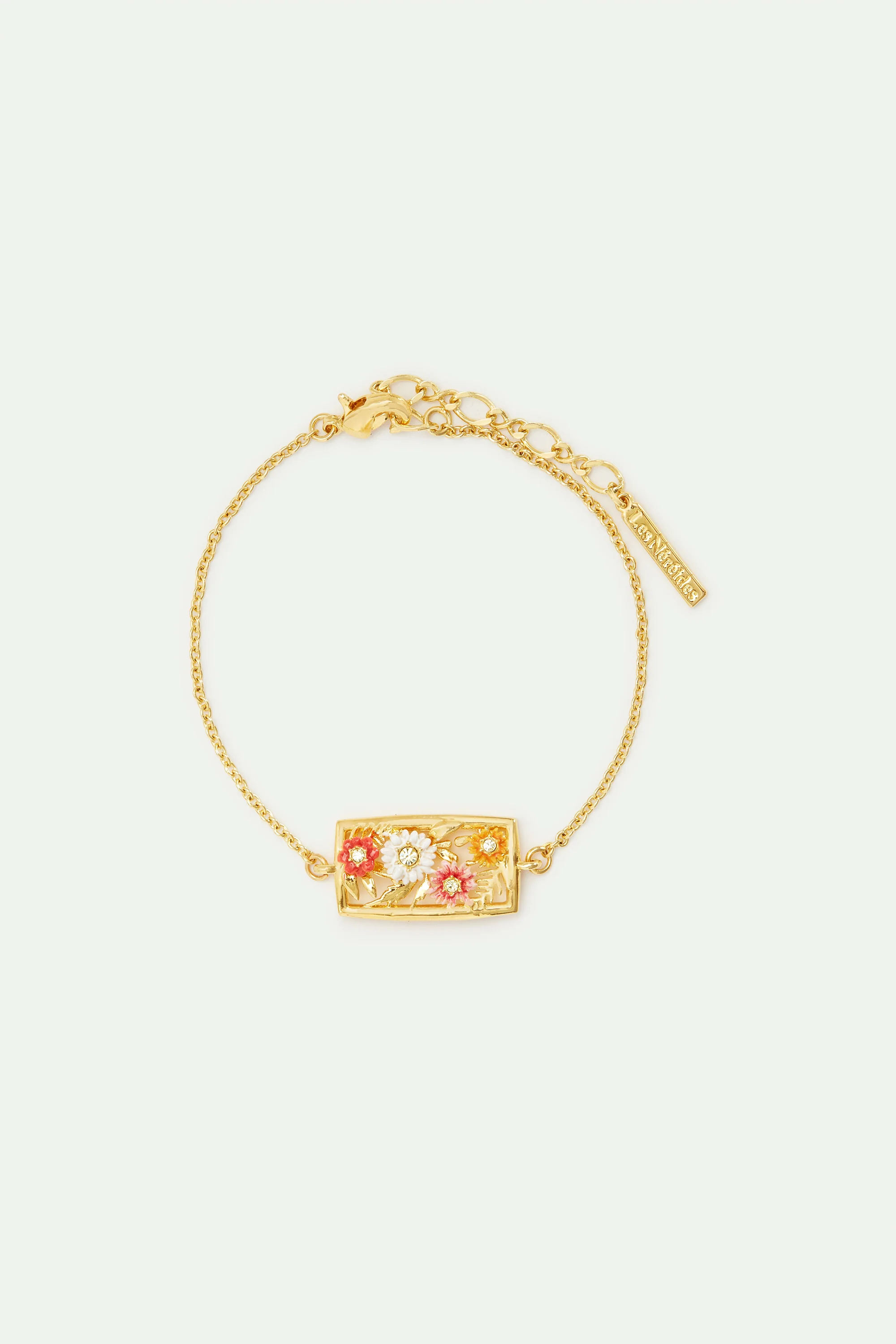 Bracelet fin doré ajouré fleurs zinnias