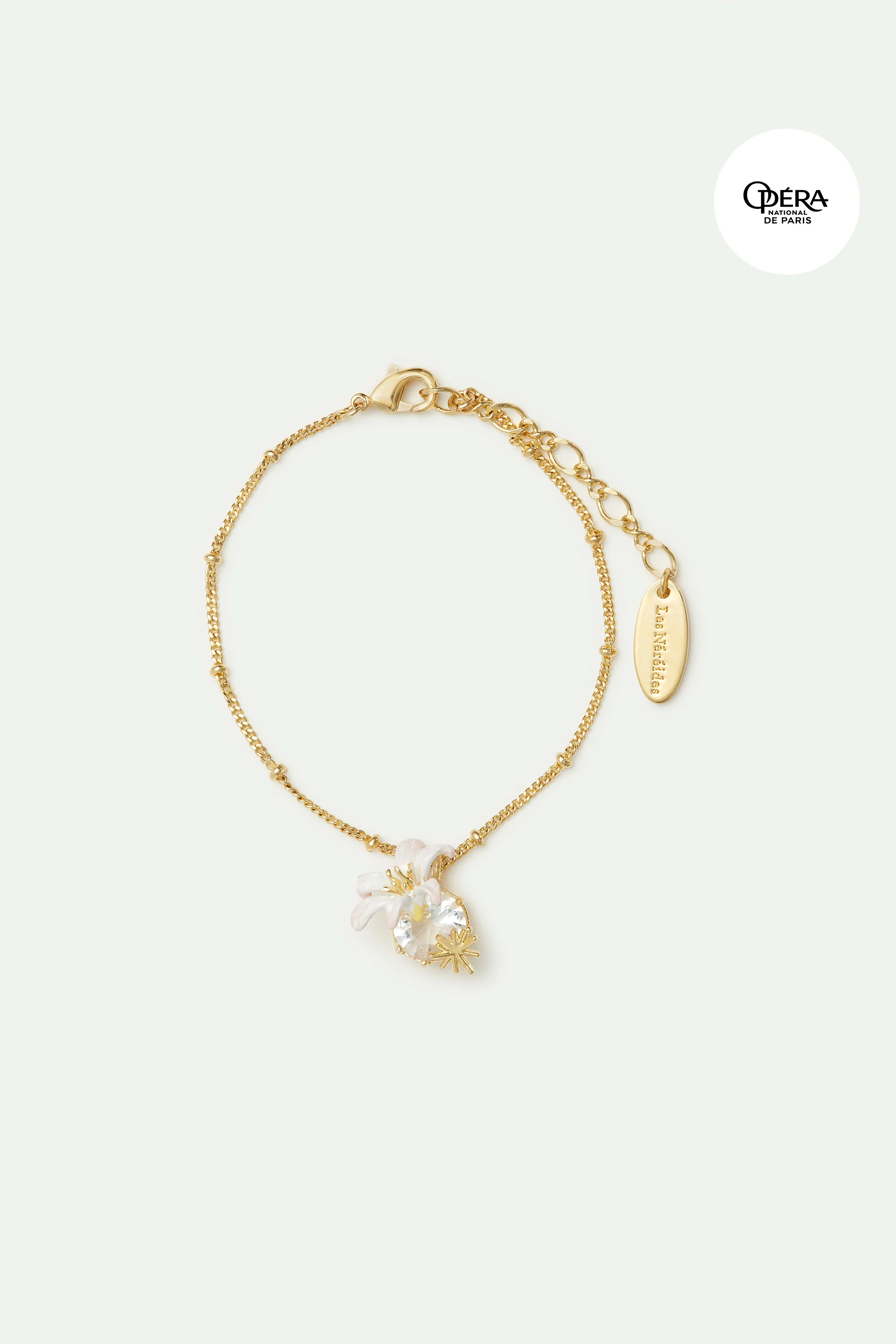 Bracelet fin Fleur de Lys et pierre facettée