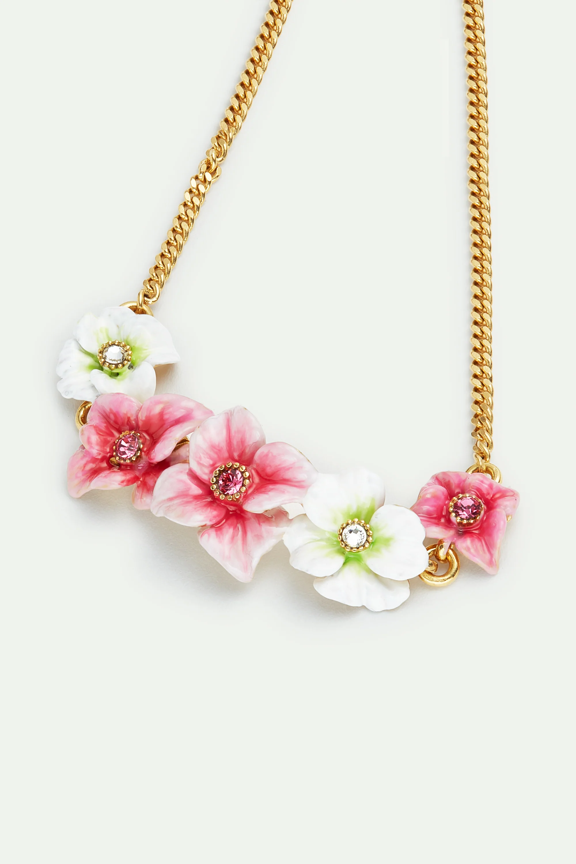 Bracelet fin fleurs d'hortensia roses et blanches - Image 3