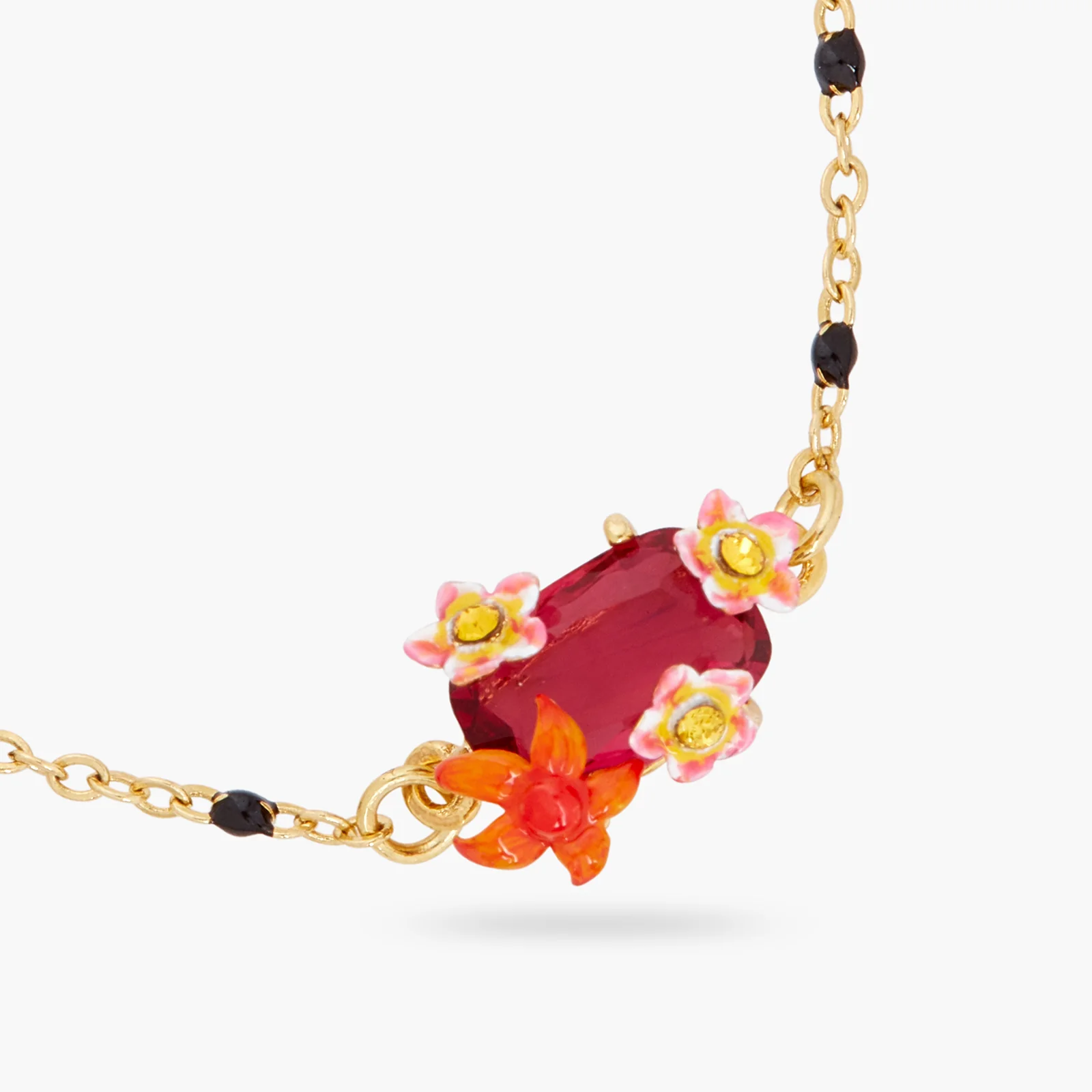 Bracelet fin fleurs sauvages et cristal facetté - Image 2