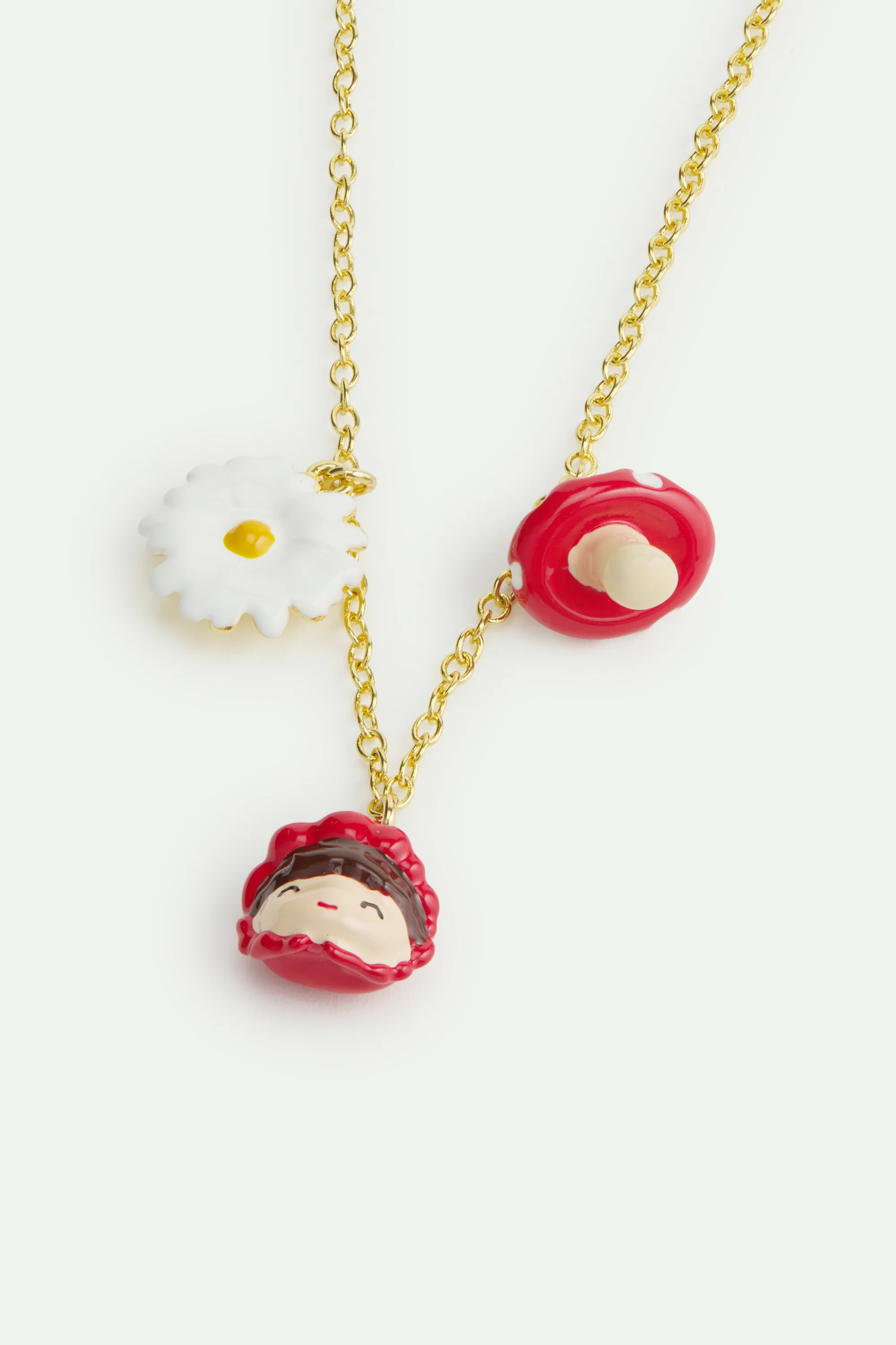 Bracelet fin Le Petit Chaperon rouge, marguerite et champignon - Image 2