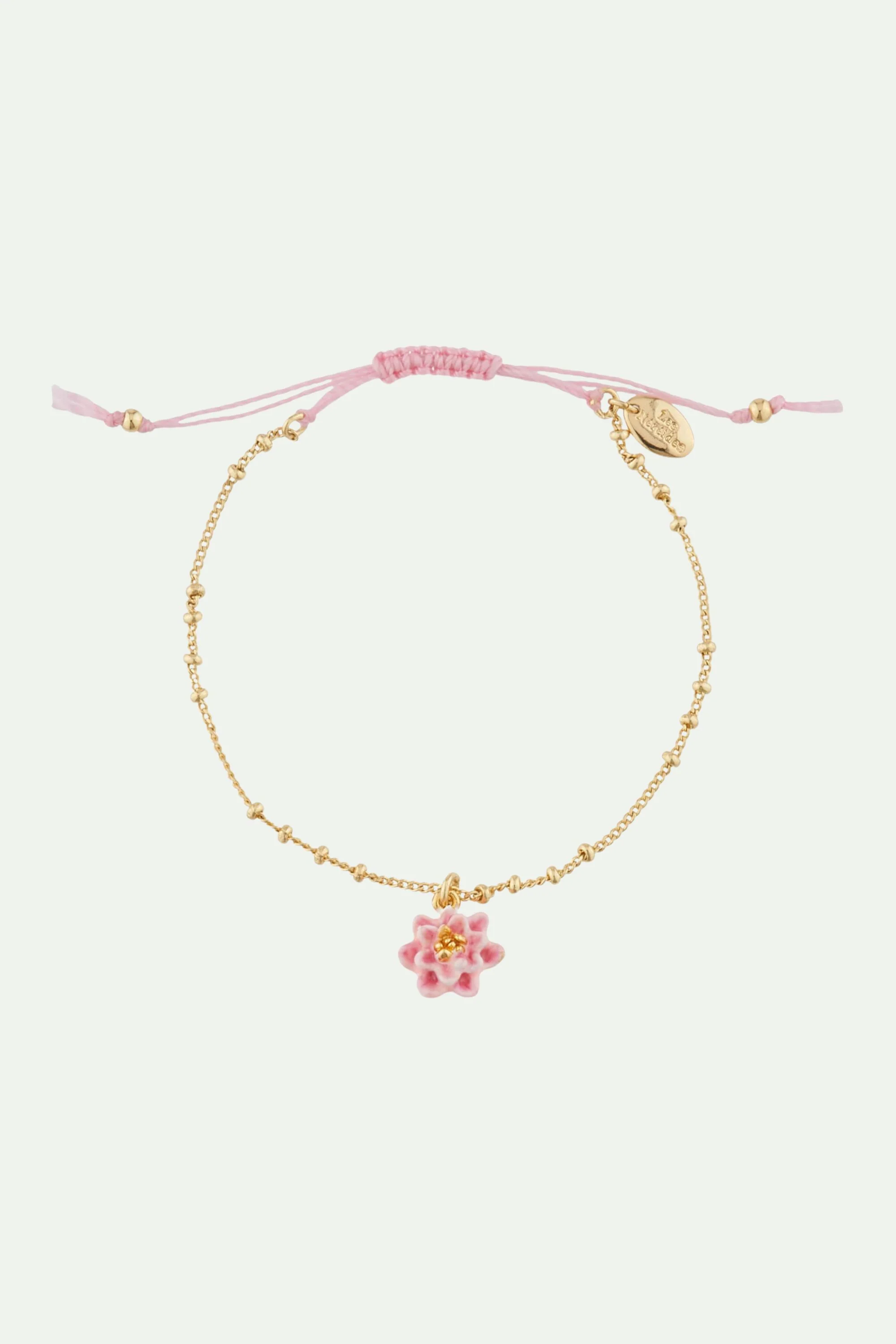Bracelet fin lotus rose en laiton doré