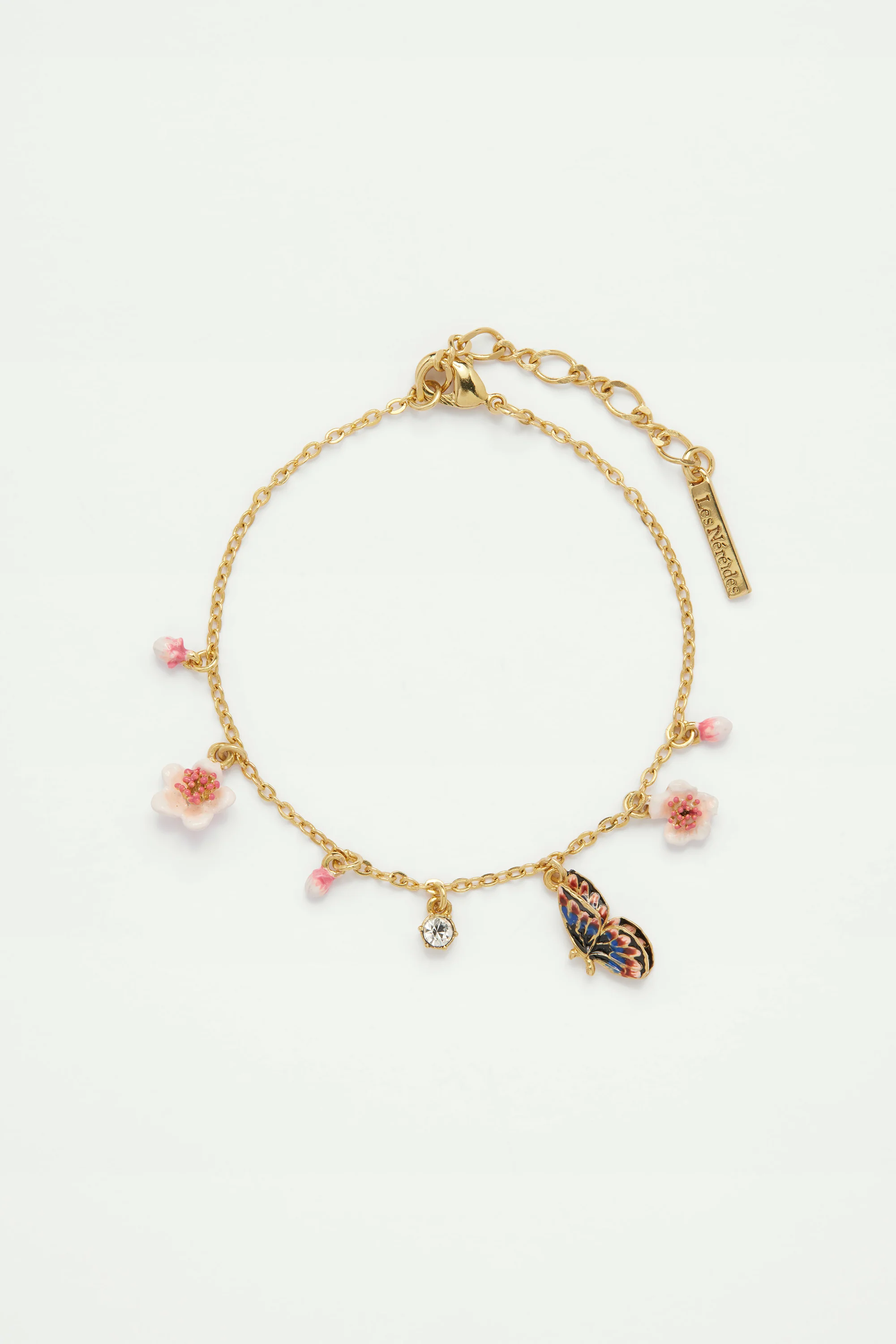 Bracelet fin papillon du japon et petites fleurs de cerisier