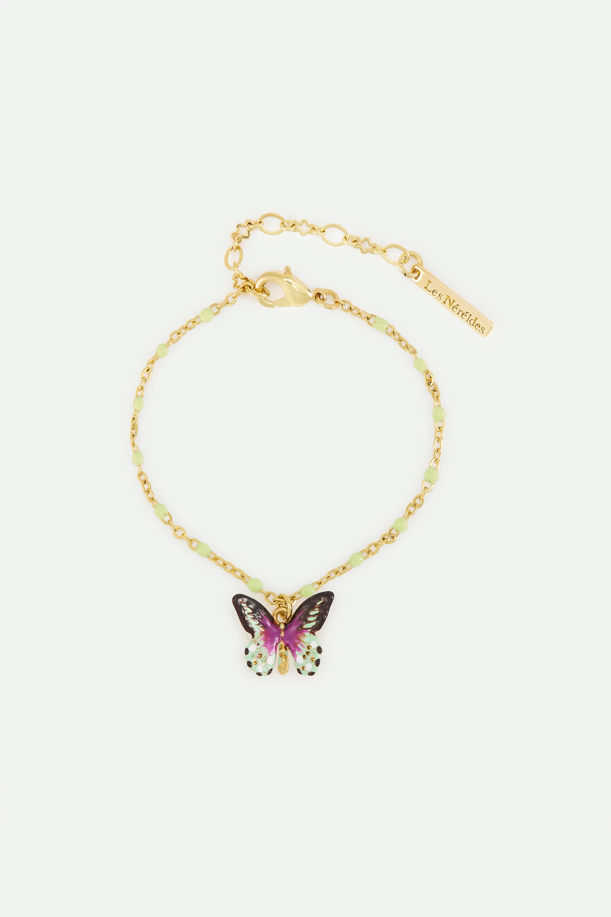 Bracelet fin Papillon vert et violet
