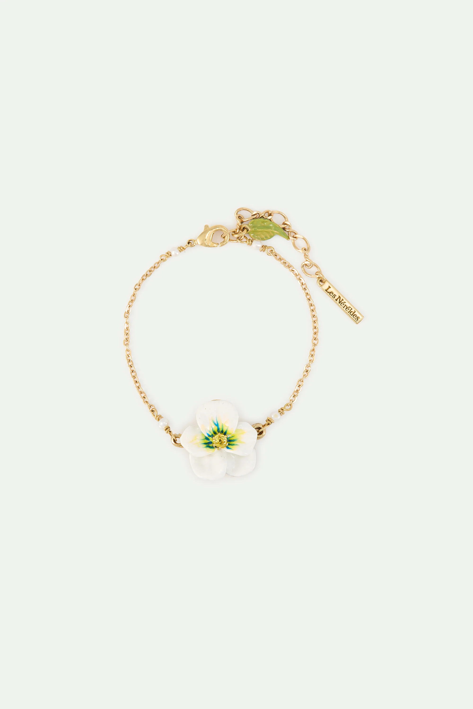 Bracelet fin pensée blanche et cristal taillé