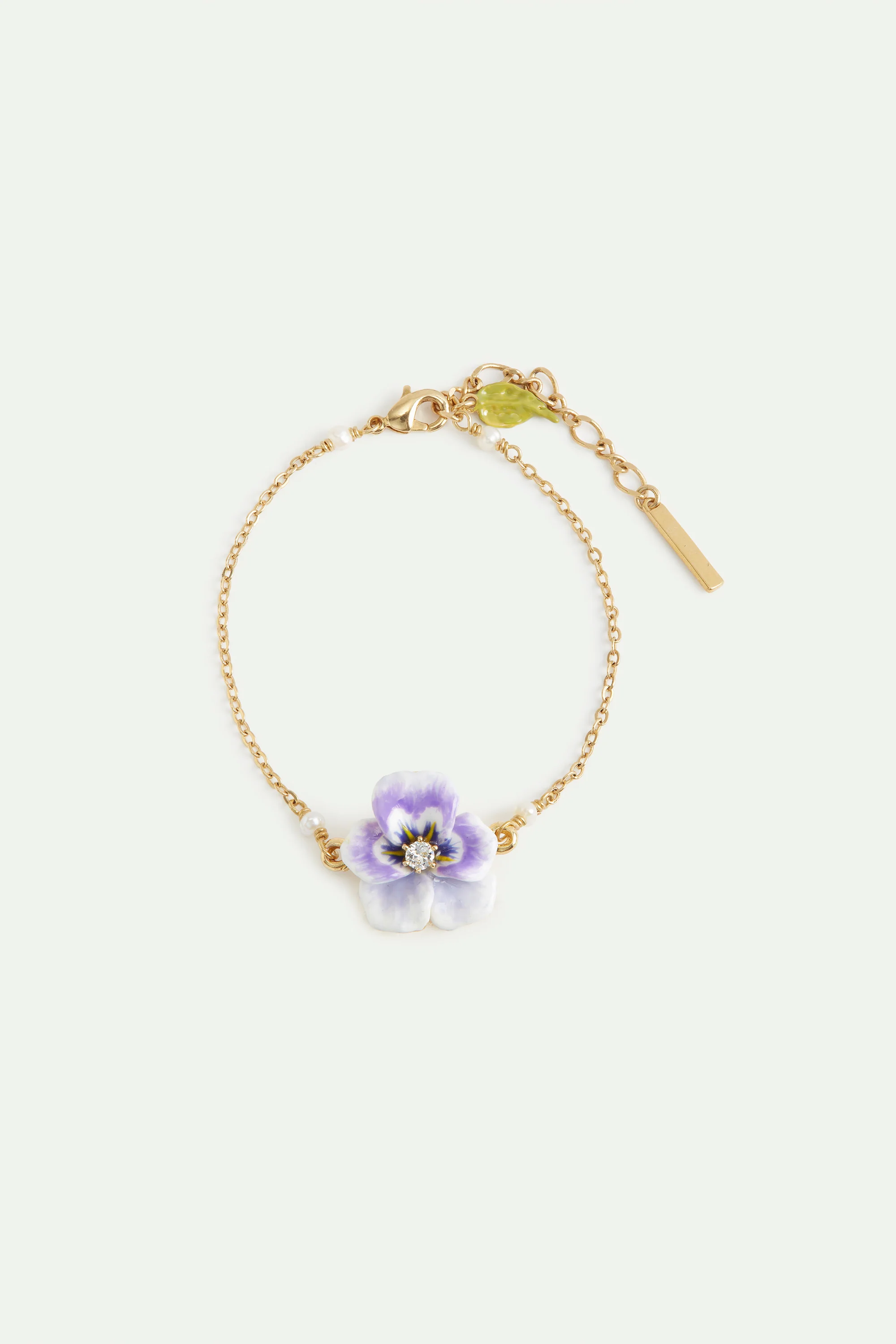 Bracelet fin pensée violette et cristal taillé