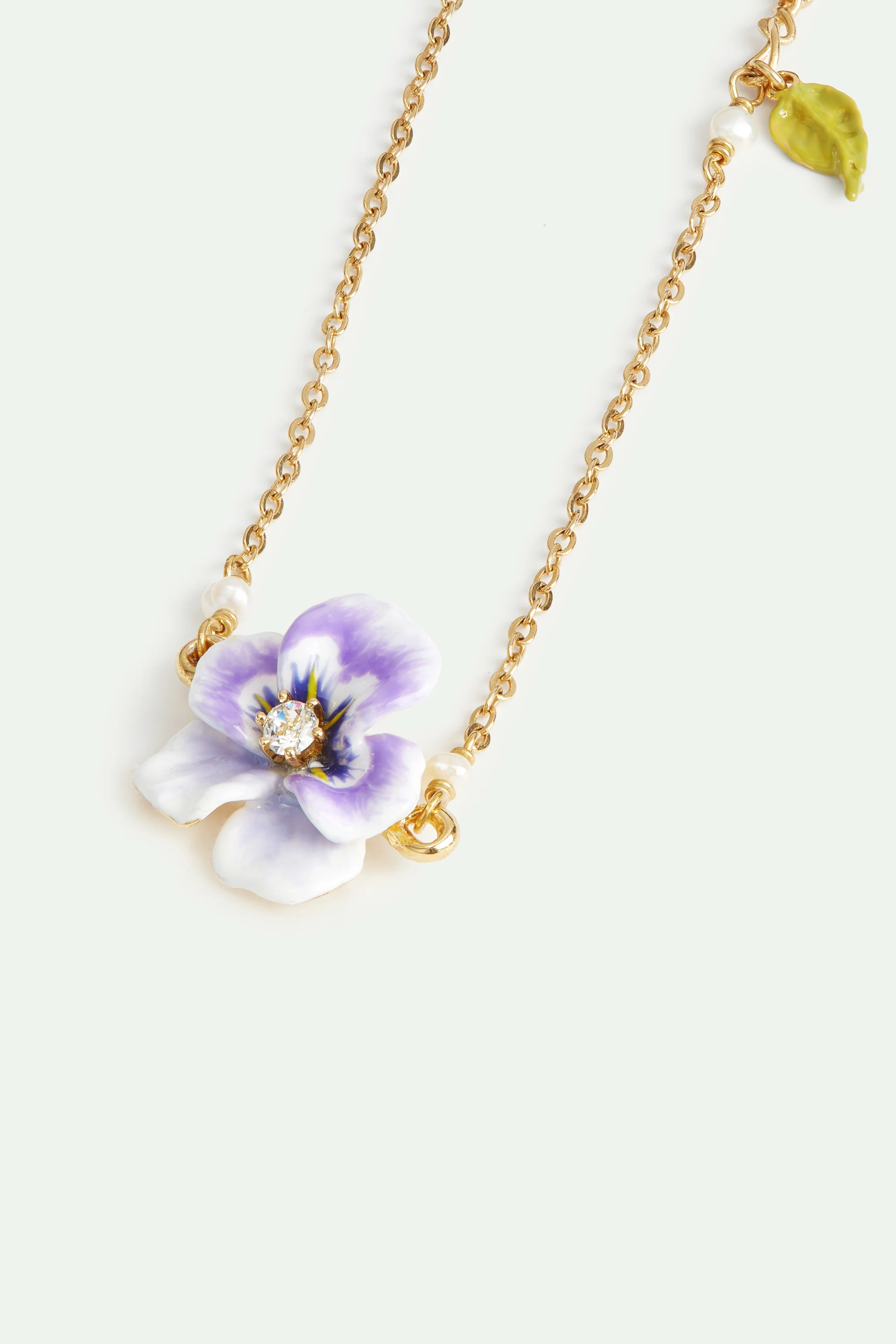 Bracelet fin pensée violette et cristal taillé - Image 3