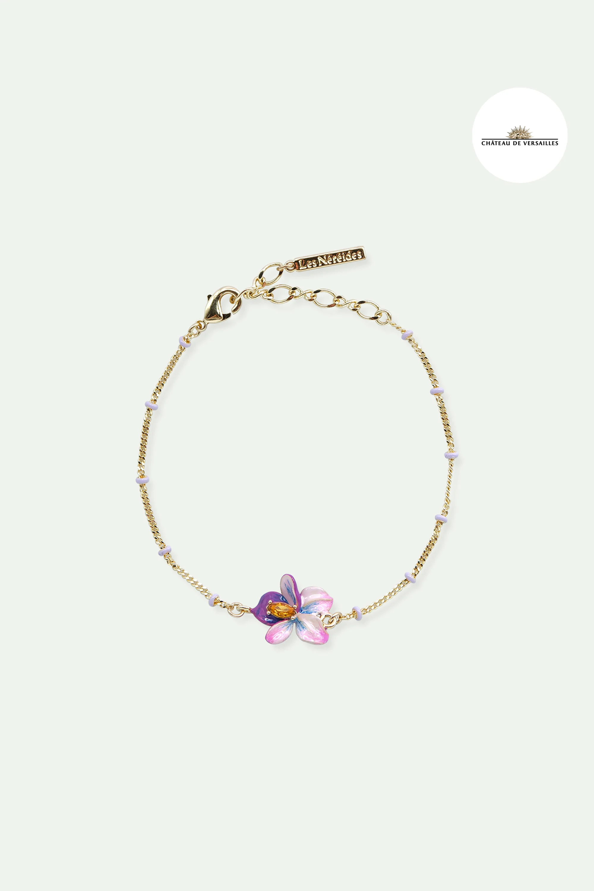 Bracelet fin perlé fleur de violette