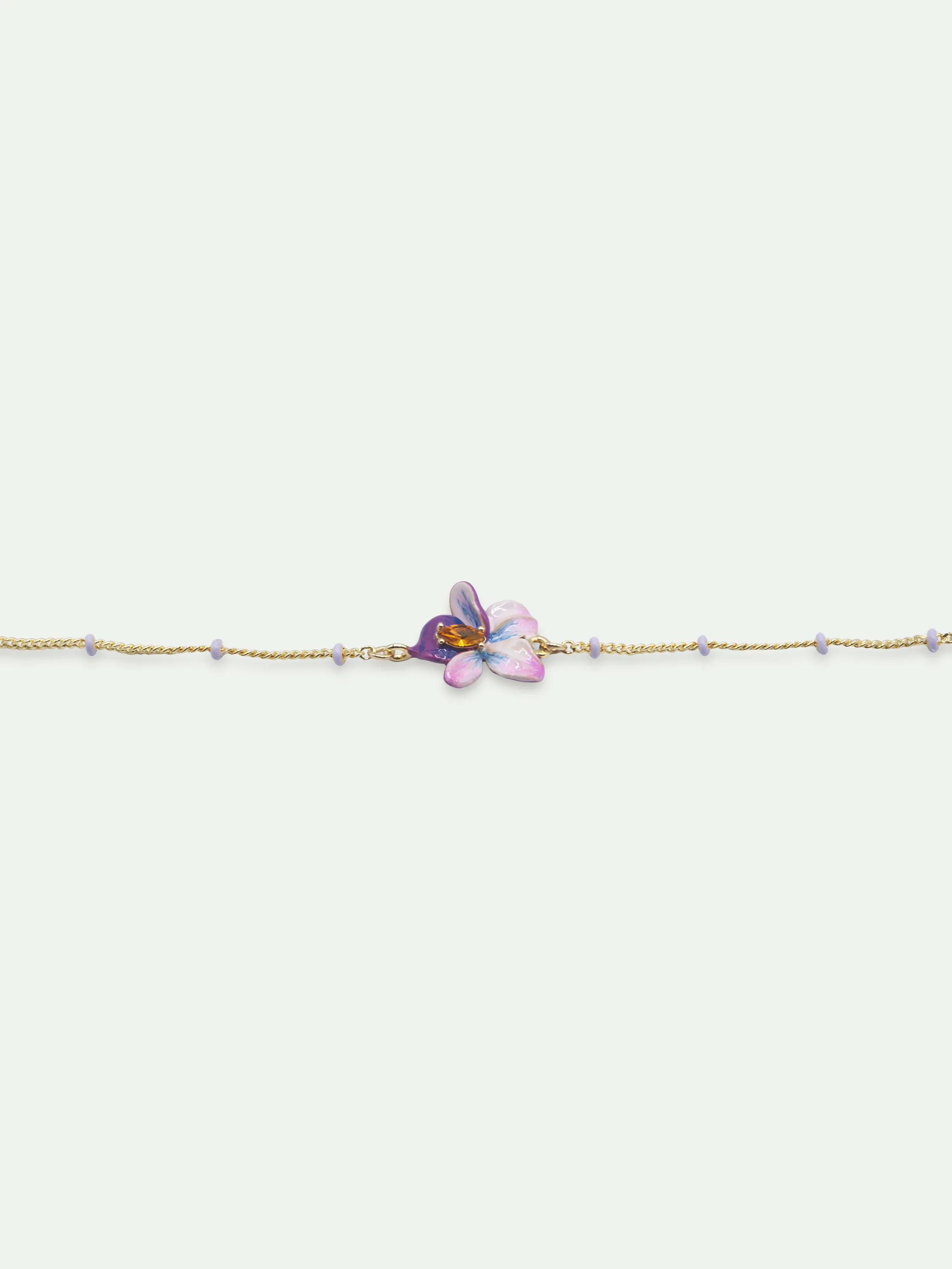 Bracelet fin perlé fleur de violette - Image 3
