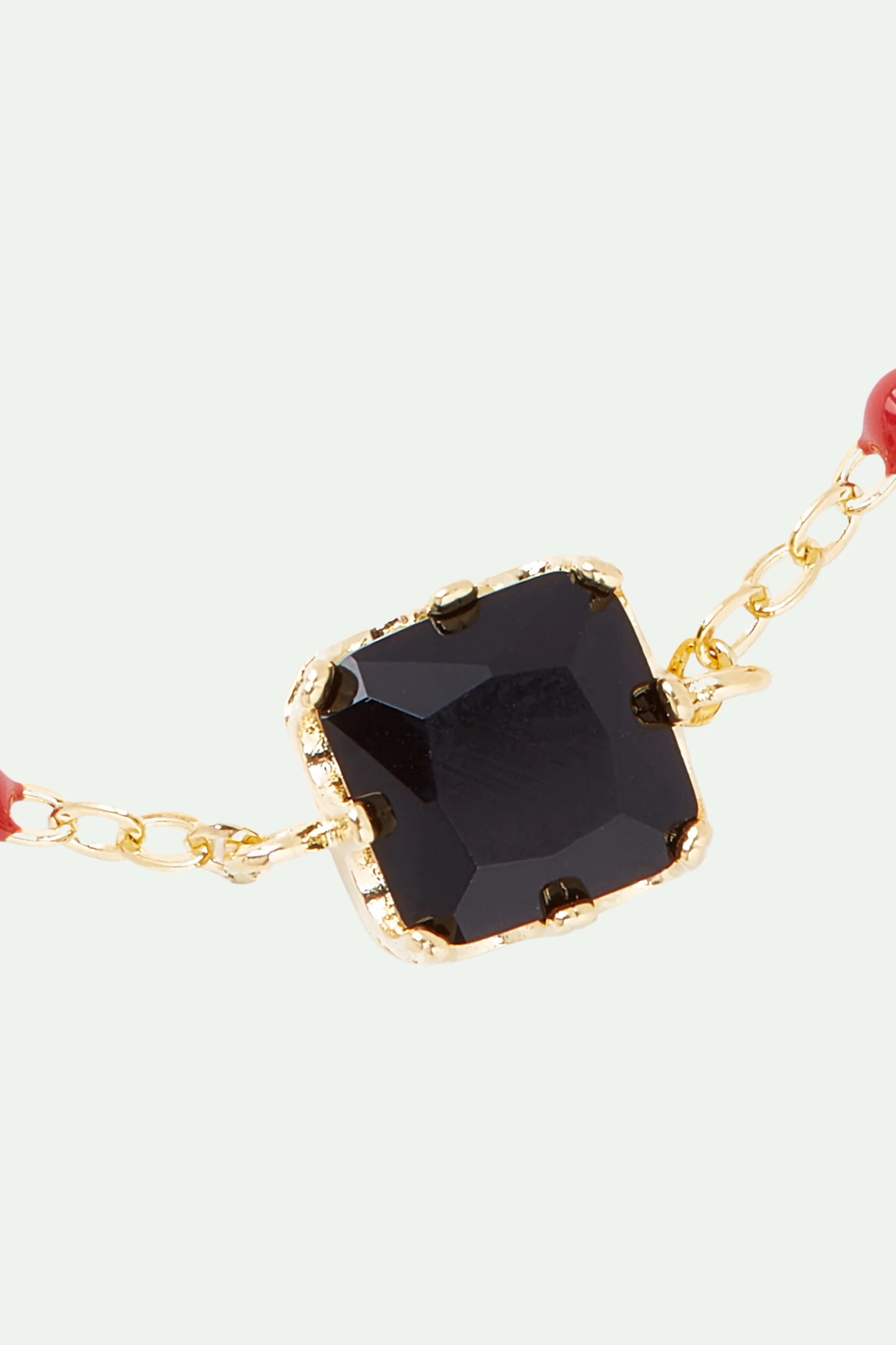 Bracelet fin pierre carrée noire - Image 2