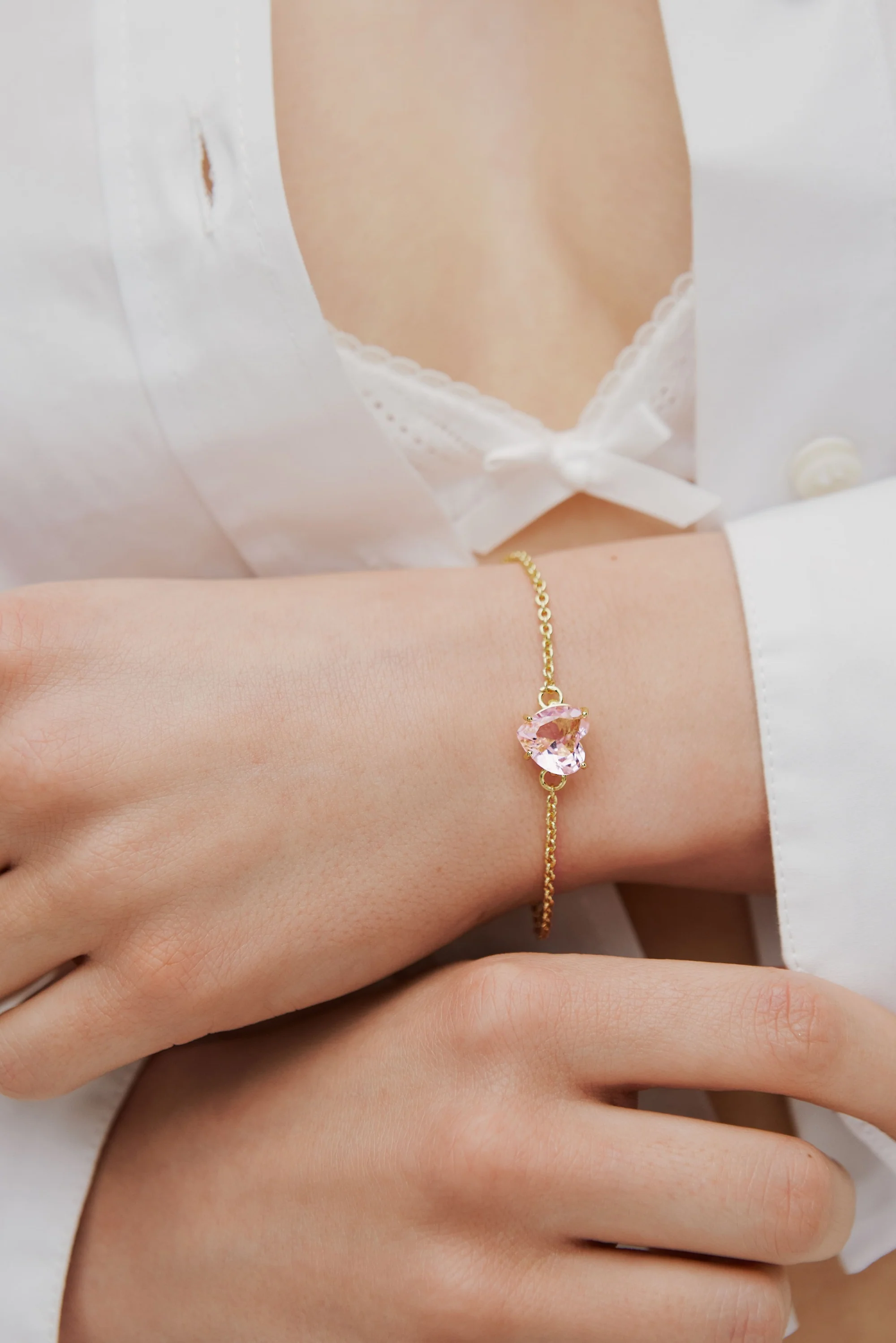 Bracelet fin pierre cœur La Diamantine Rosa Centifolia - Image 2