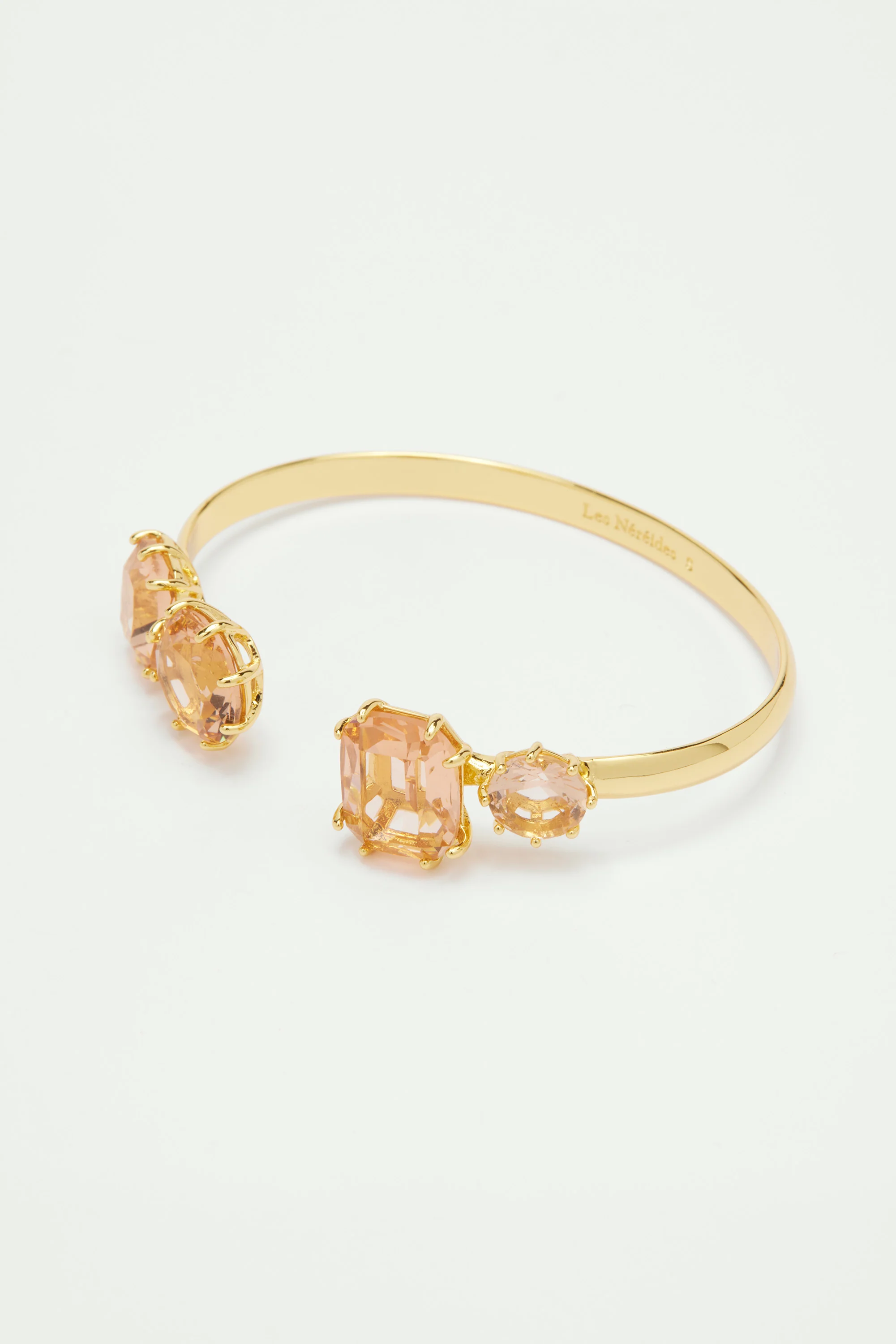 Bracelet jonc 4 pierres la diamantine rose abricot