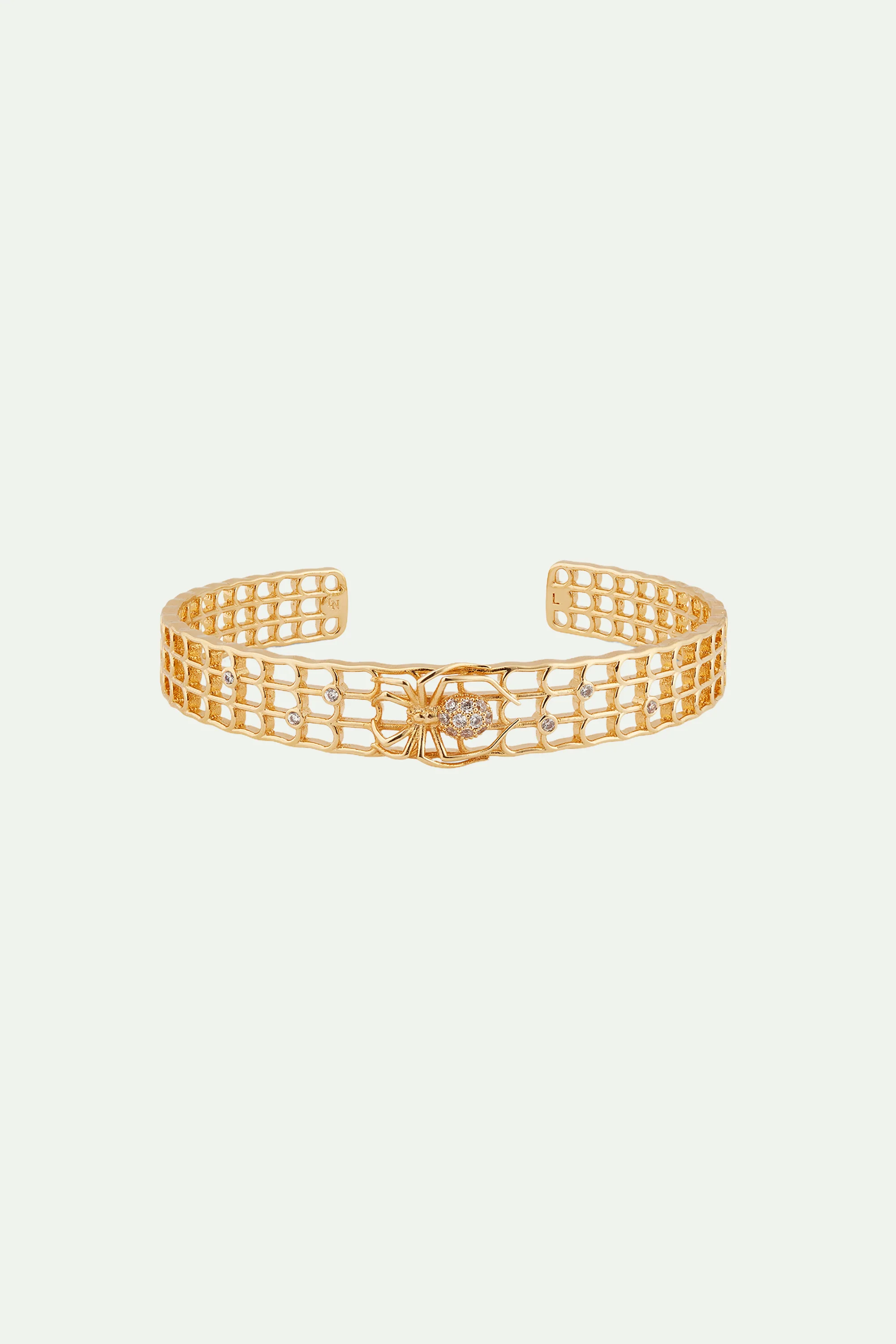Bracelet jonc doré ajouré, araignée et cristaux - Image 3