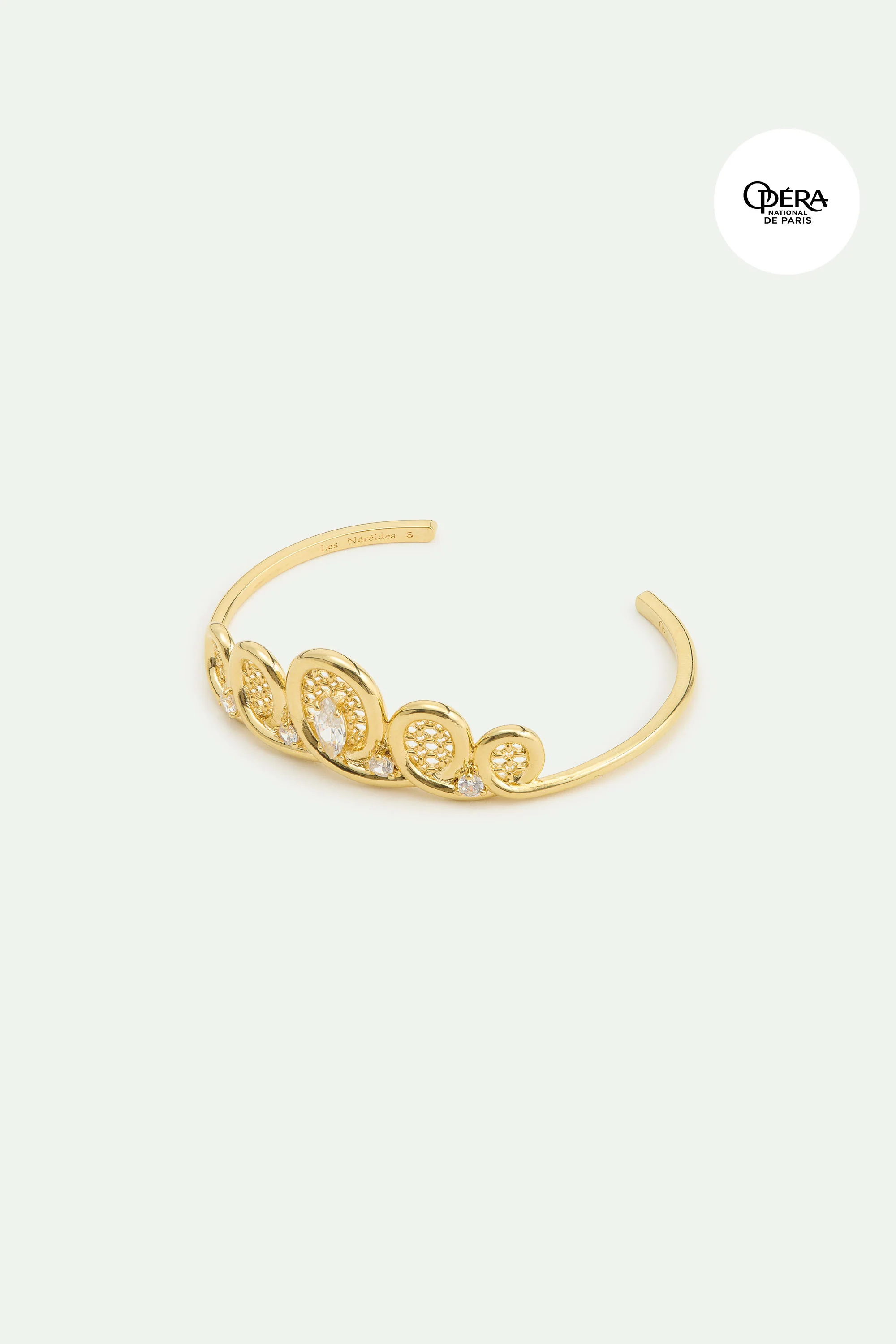 Bracelet jonc doré diadème en filigrane et cristaux - Image 3