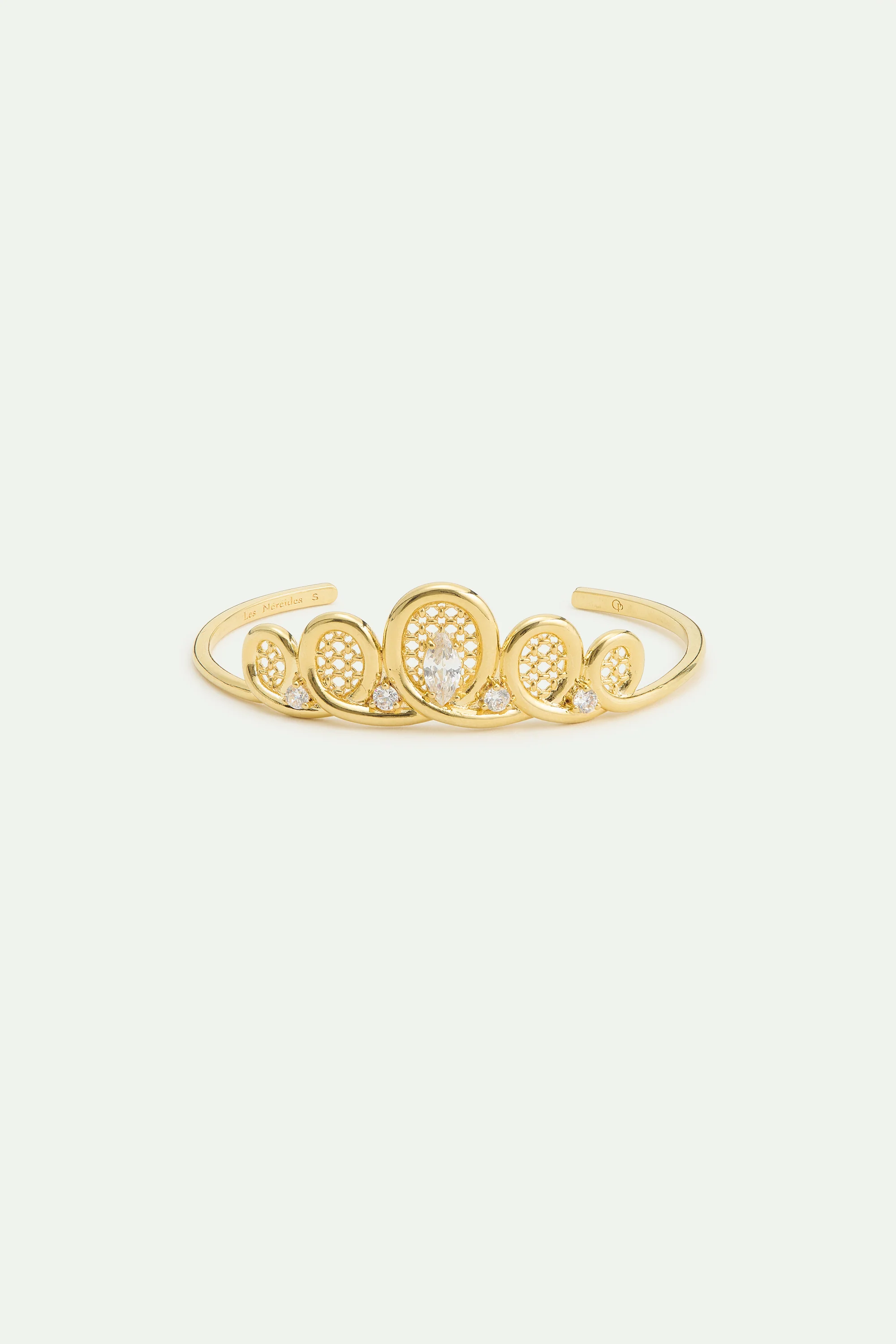 Bracelet jonc doré diadème en filigrane et cristaux - Image 5