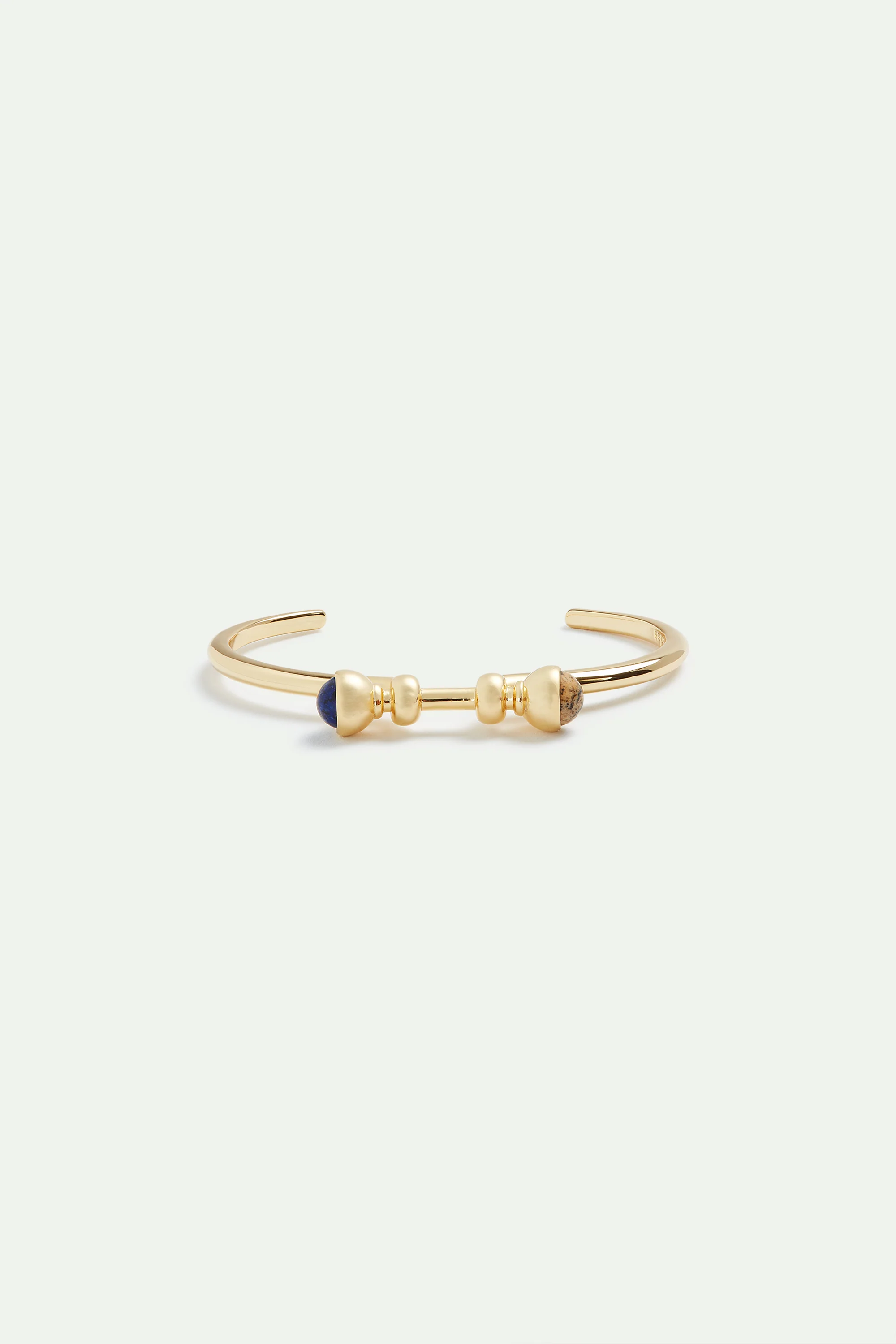 Bracelet jonc doré perles de lapis lazuli et de jaspe - Image 3