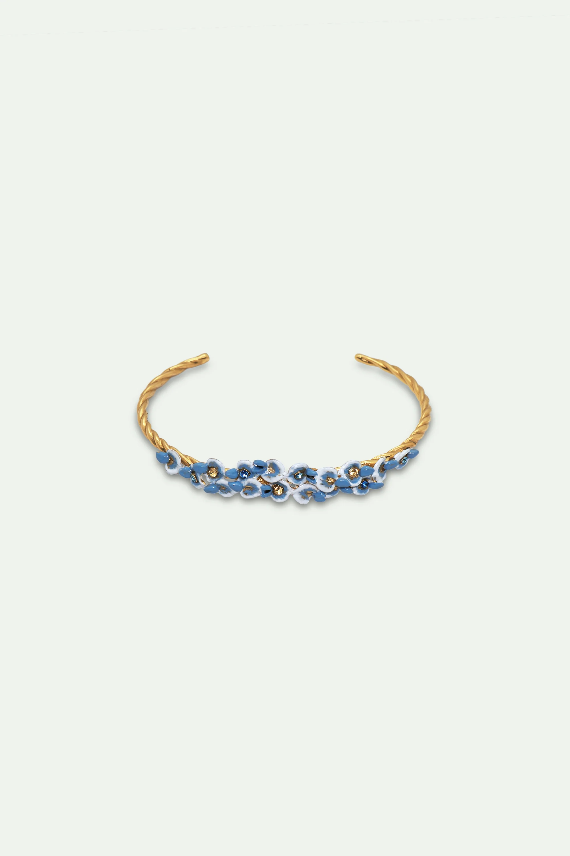 Bracelet jonc fleurs de glycine et cristaux - Image 3