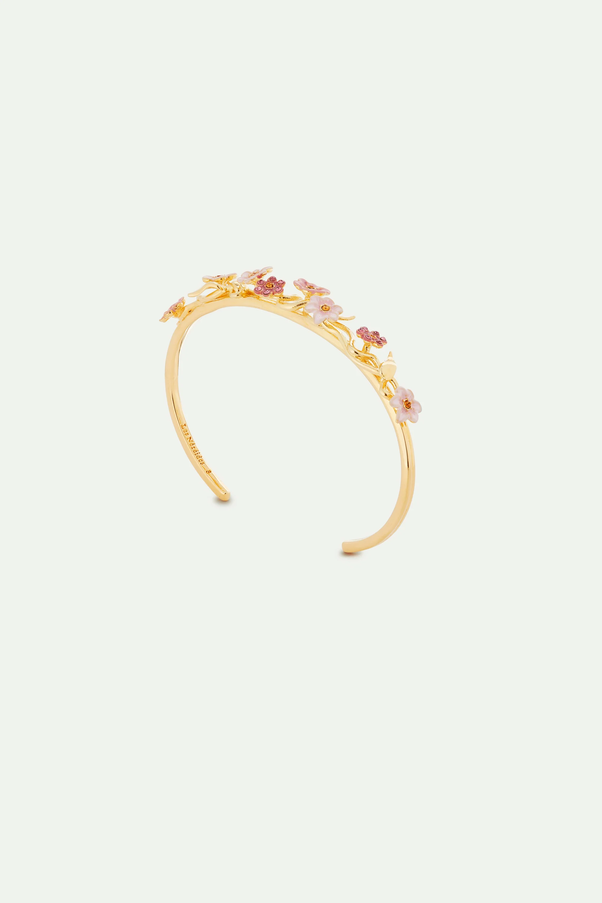 Bracelet jonc fleurs de jasmin roses - Image 3