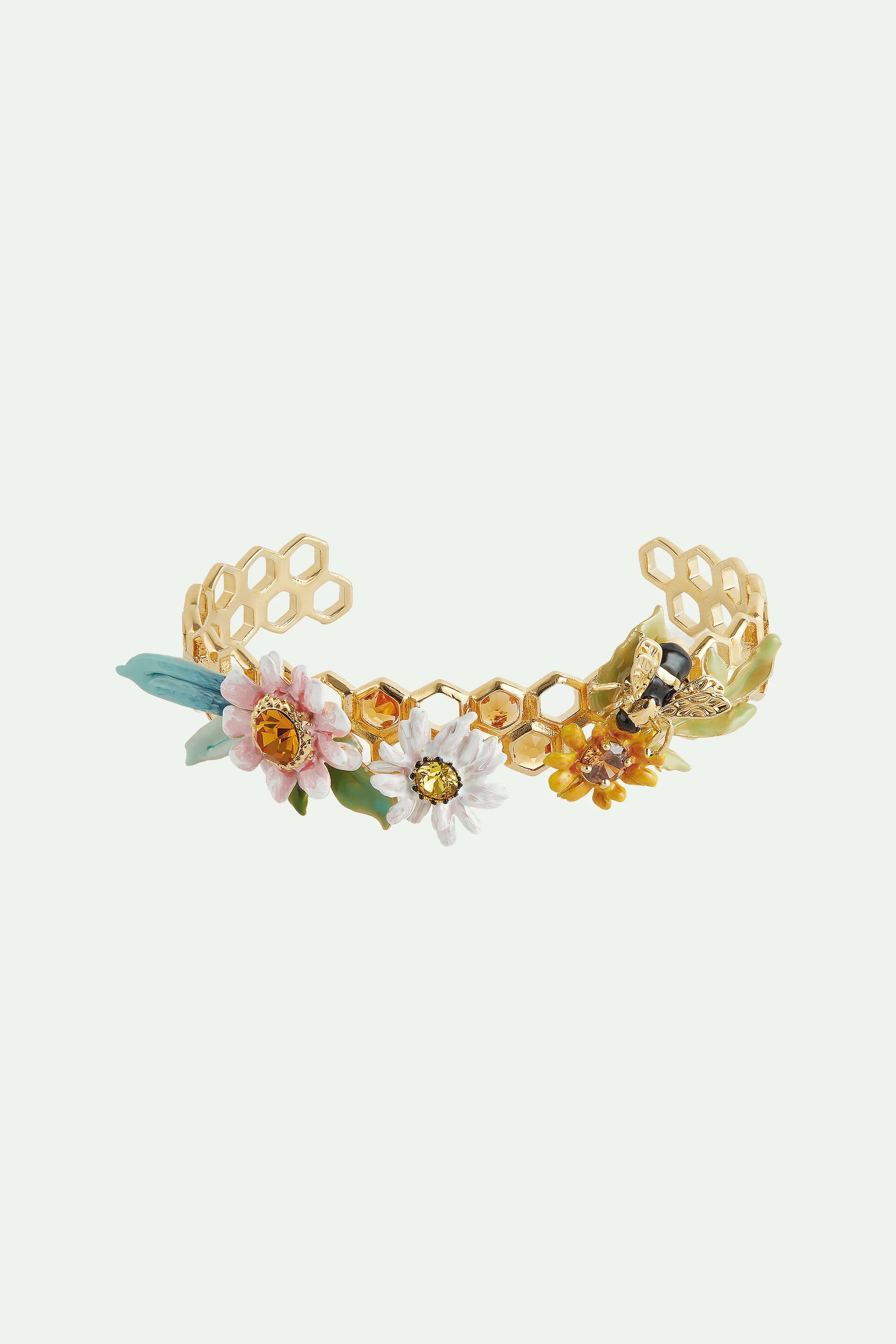 Bracelet jonc fleurs et alvéoles de miel - Image 3