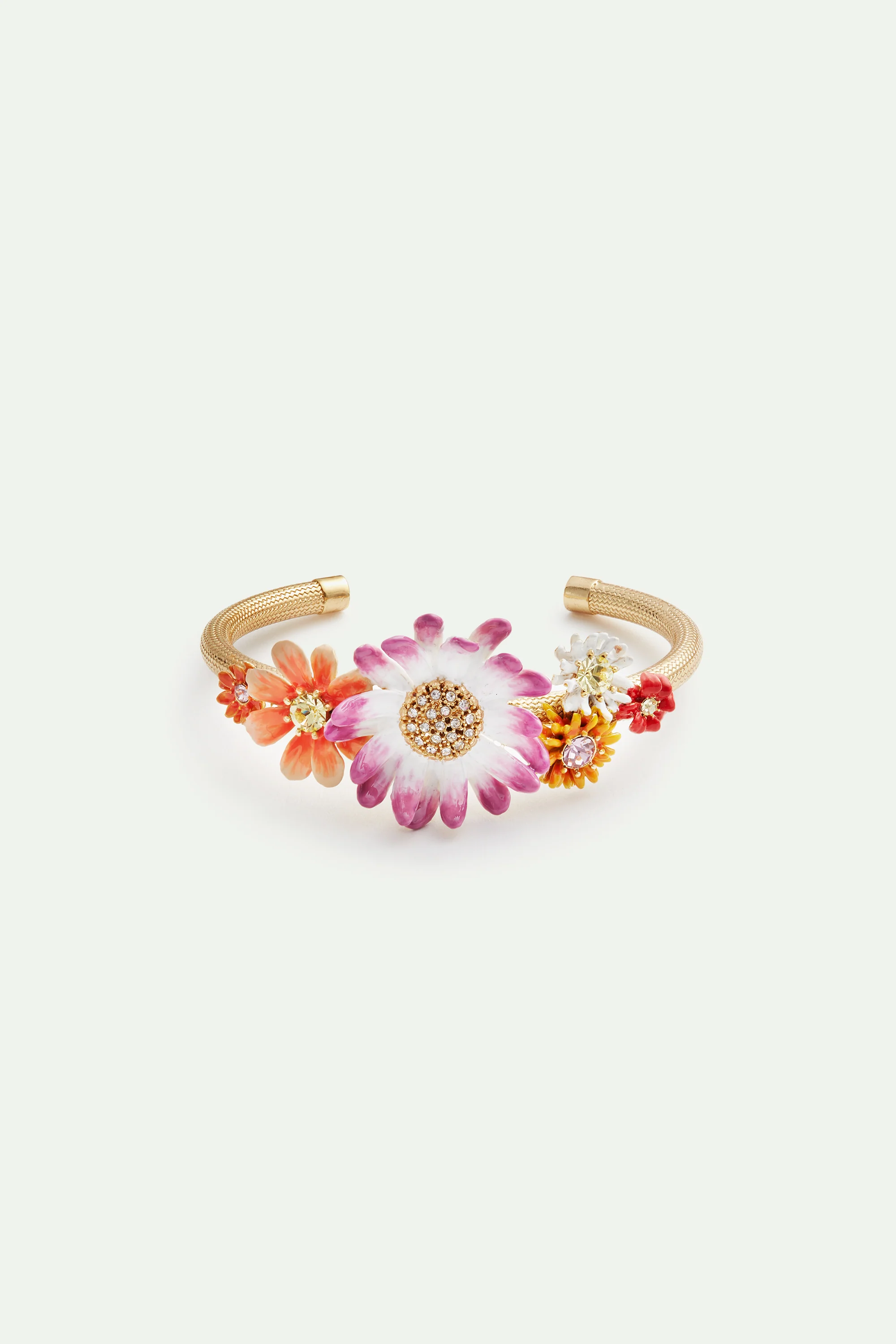 Bracelet jonc fleurs pâquerettes et zinnias - Image 3